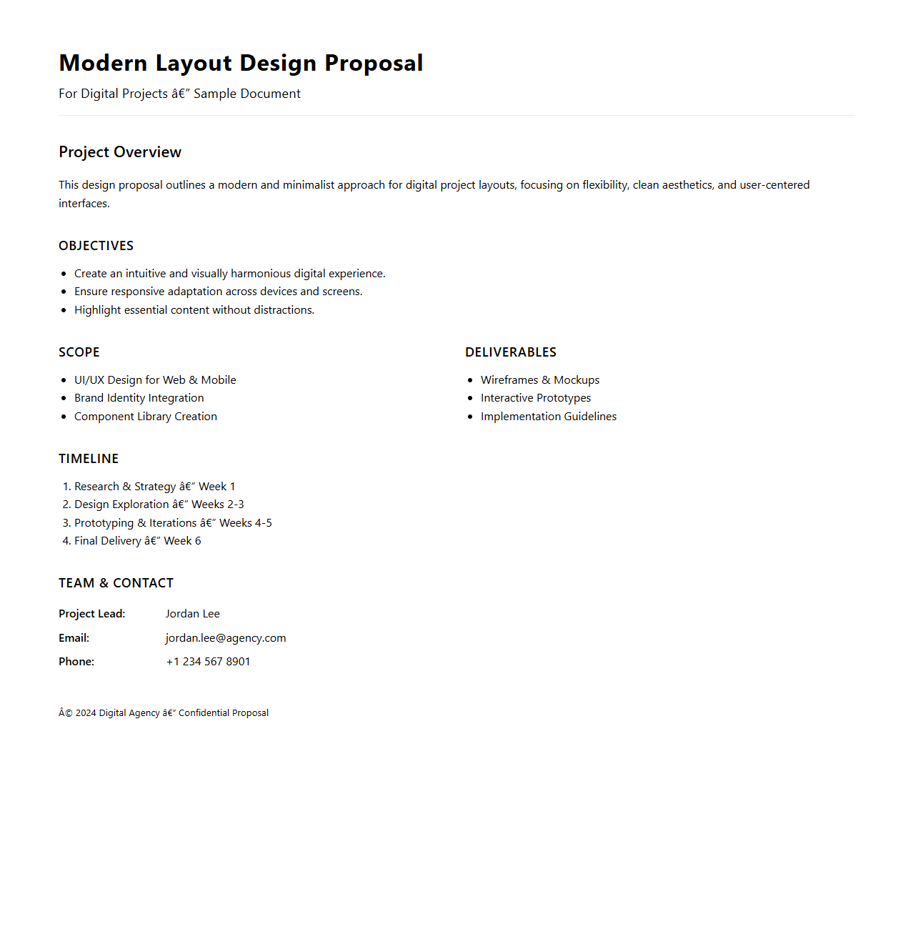 Modern Layout Design Proposal for Digital Projects