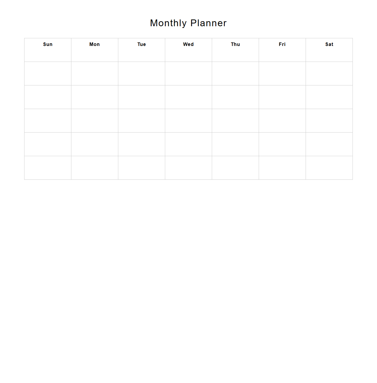 Monthly Blank Grid Planner