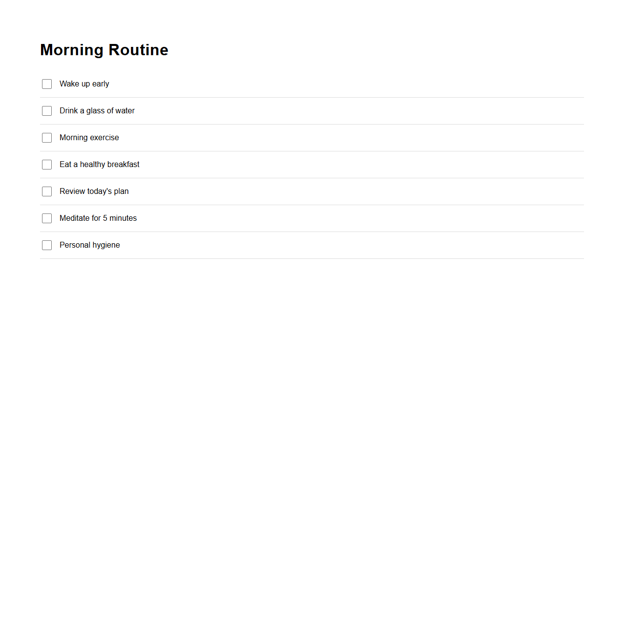 Morning Routine Task Checklist Design