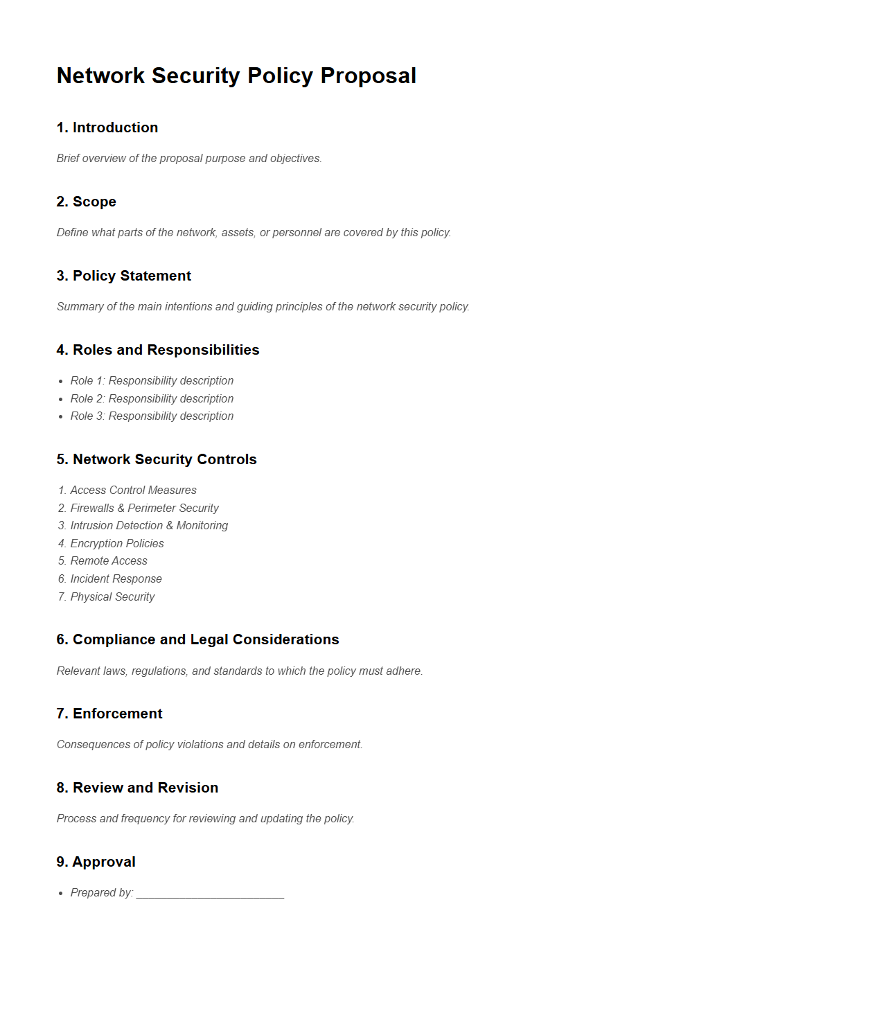 Network Security Policy Proposal Format