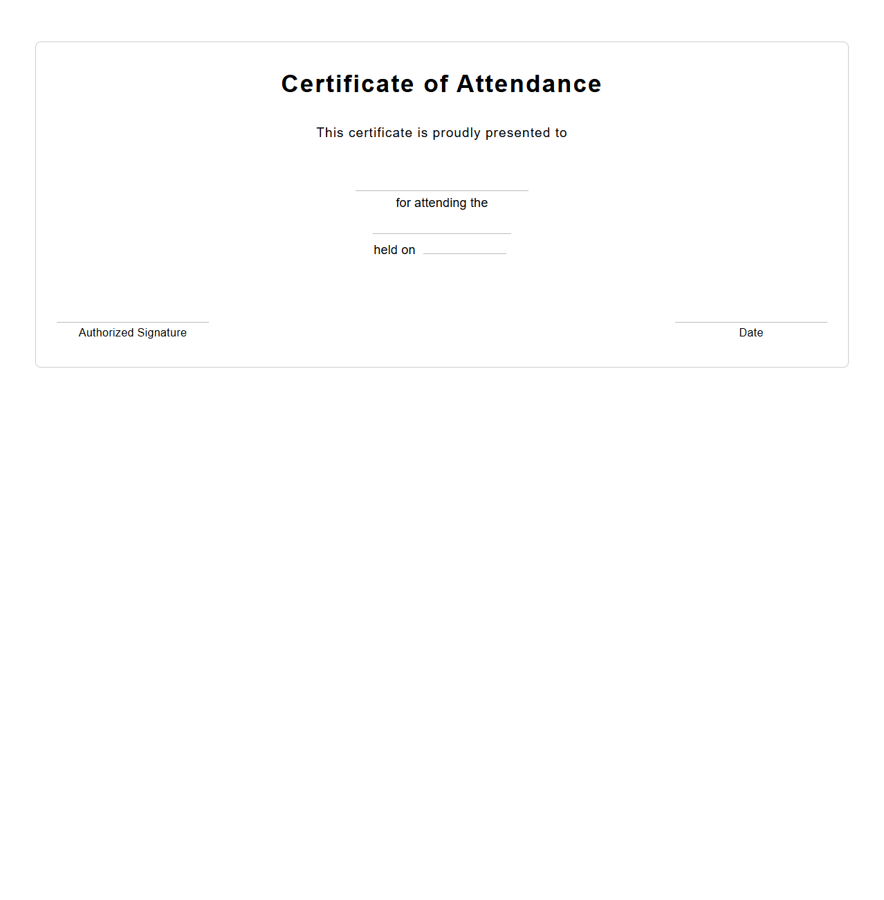 Professional Meeting Attendance Certificate Template