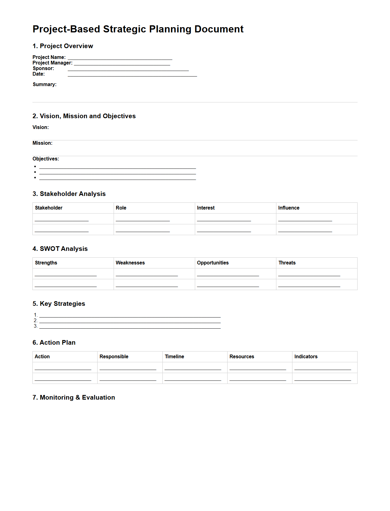 Project-Based Strategic Planning Document