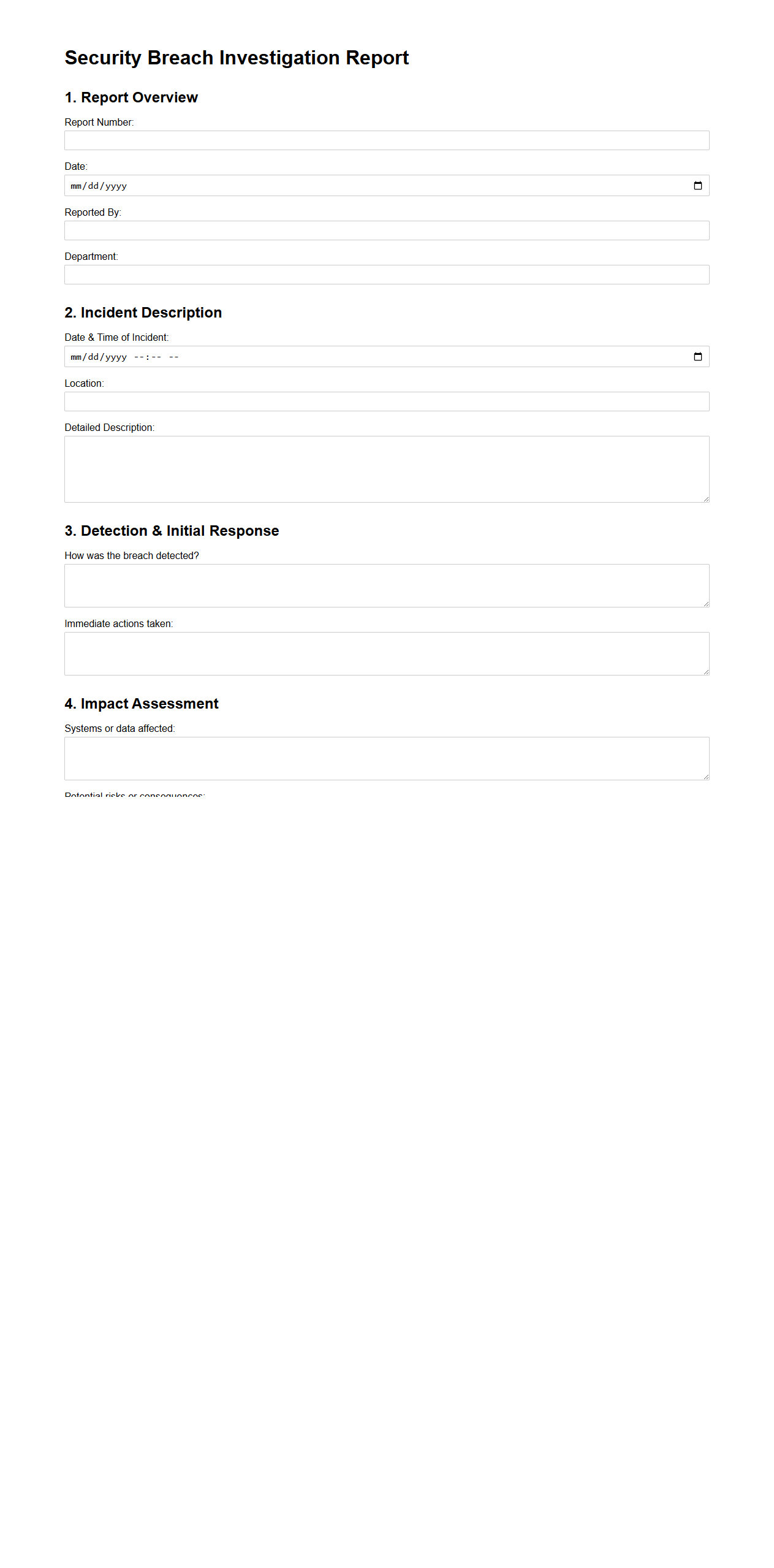 Security Breach Investigation Report Template