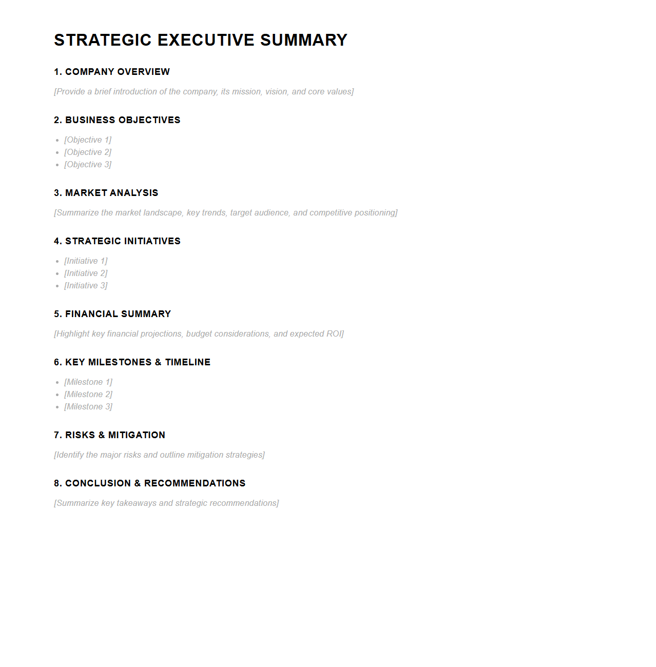 Strategic Executive Summary Template