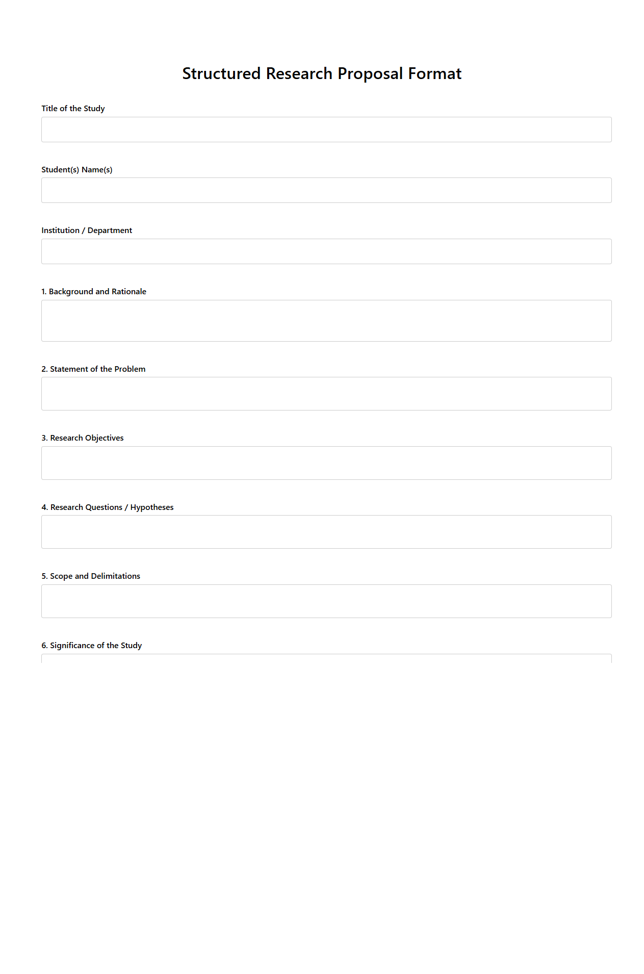 Structured Research Proposal Format for Students