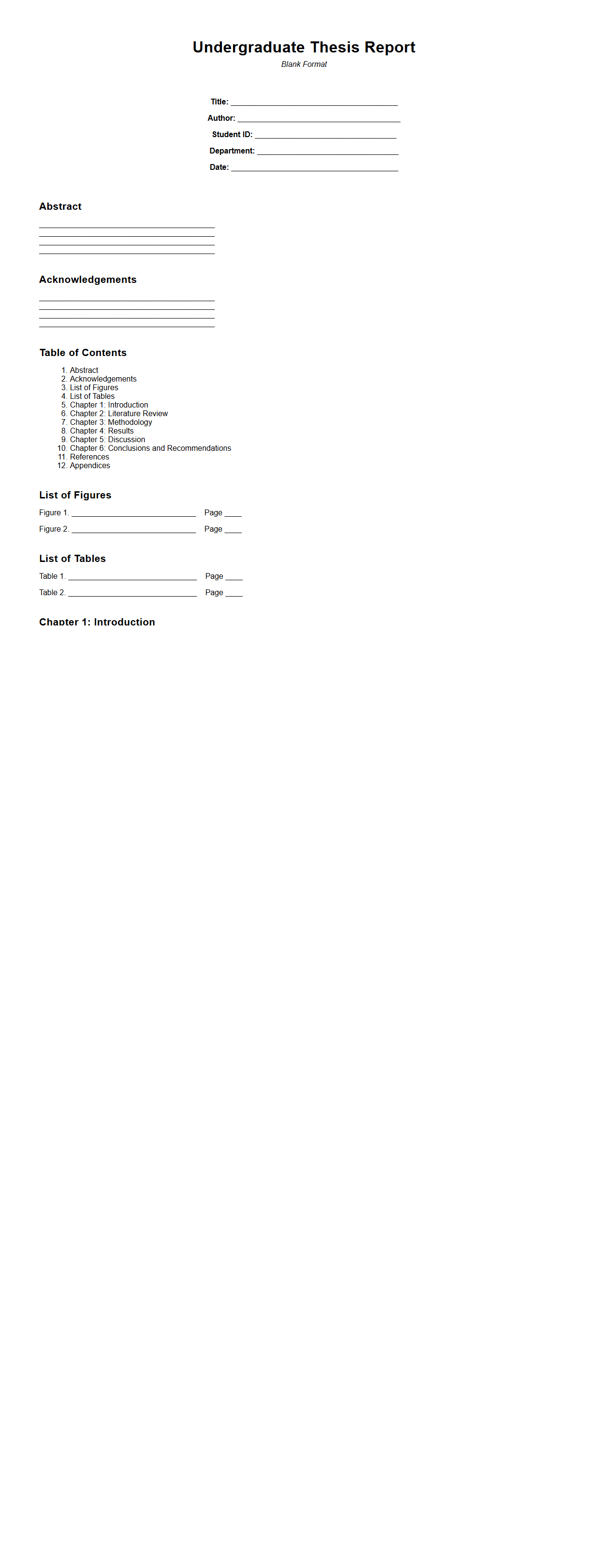 Undergraduate Thesis Report Blank Format