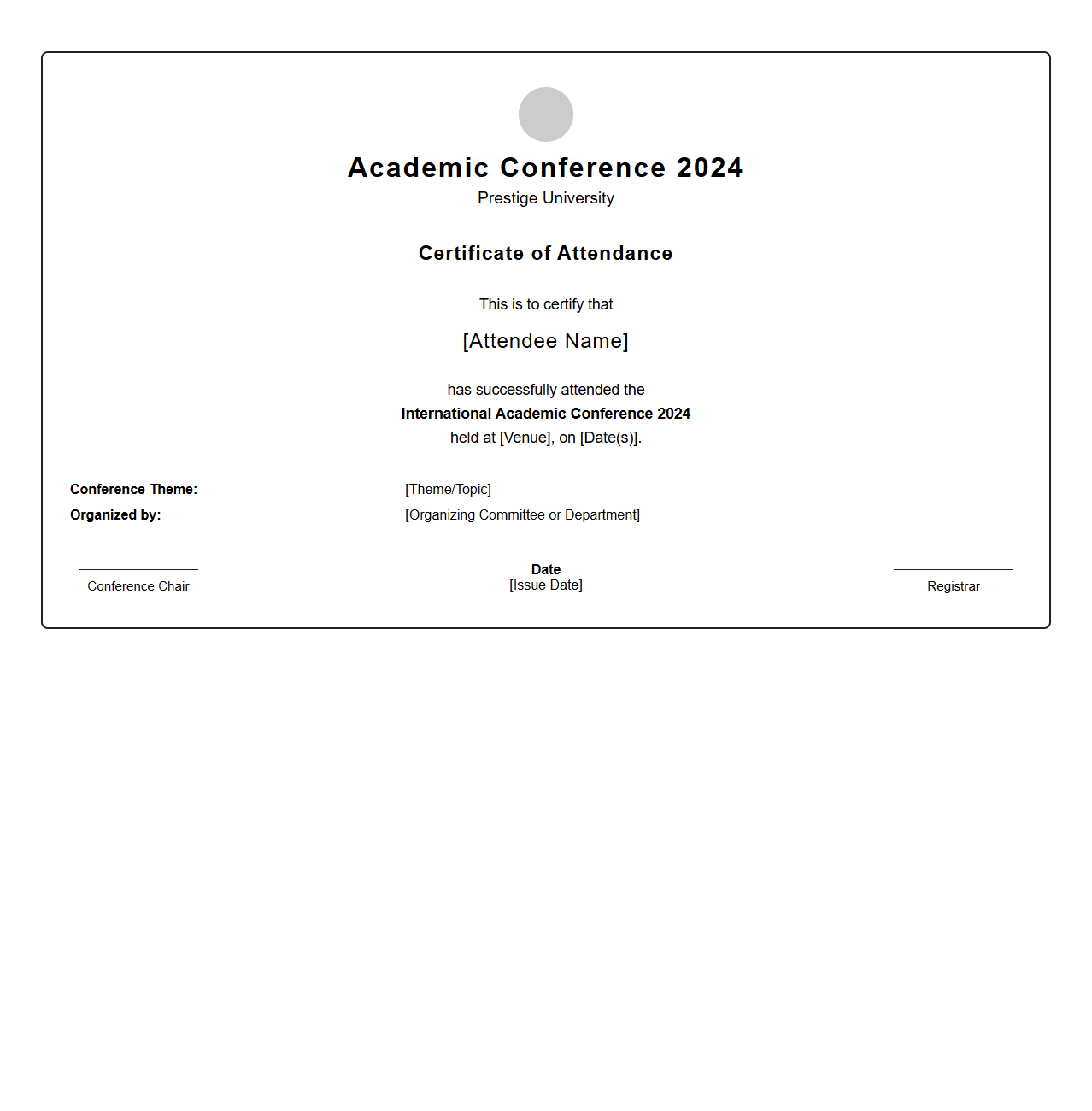 Academic Conference Attendee Certificate Design