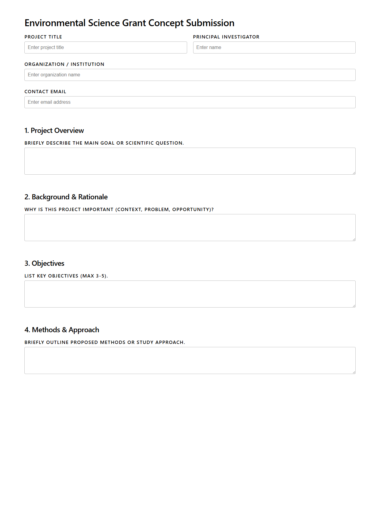 Blank Environmental Science Grant Concept Submission