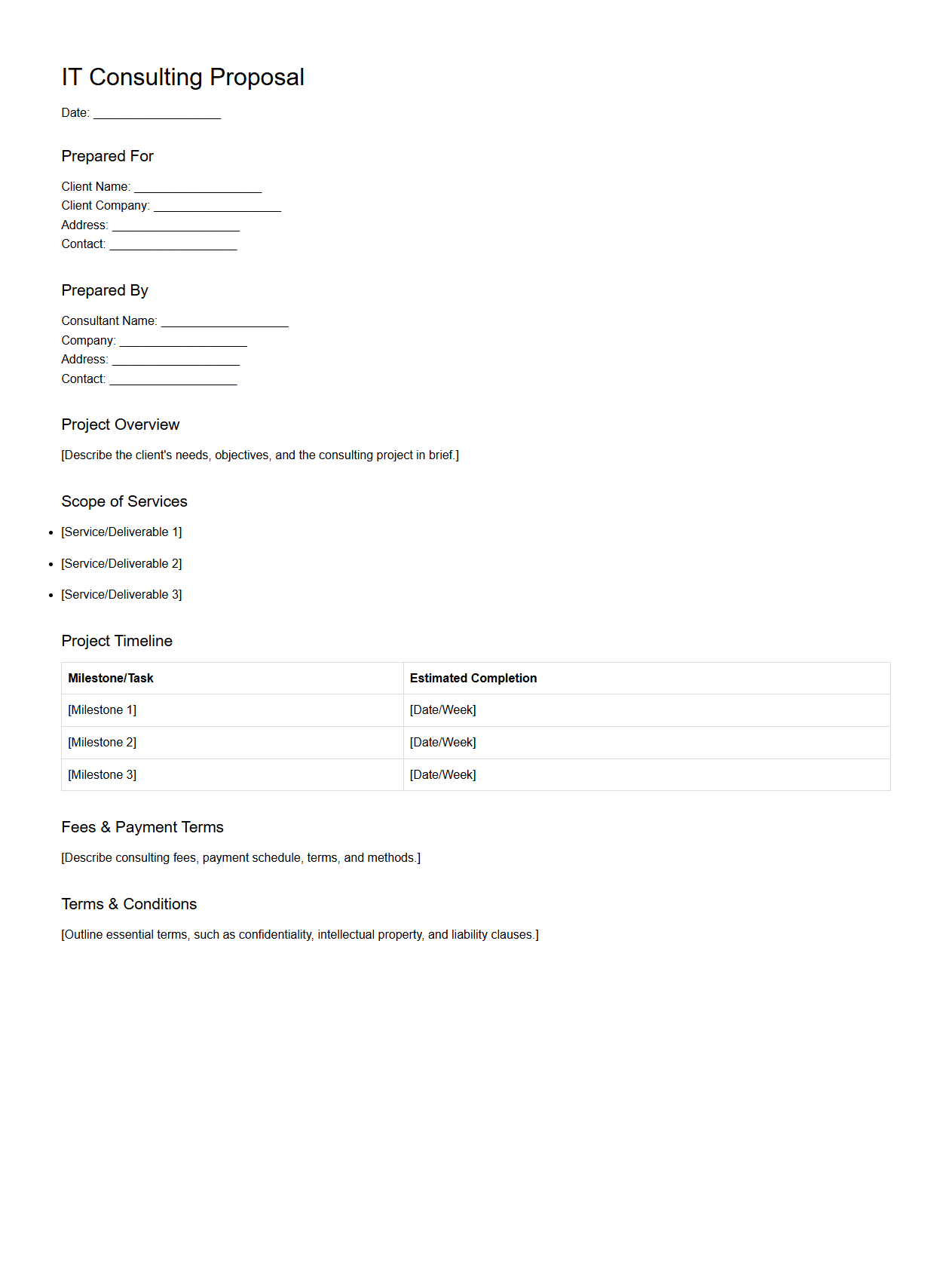 Blank IT Consulting Proposal Template