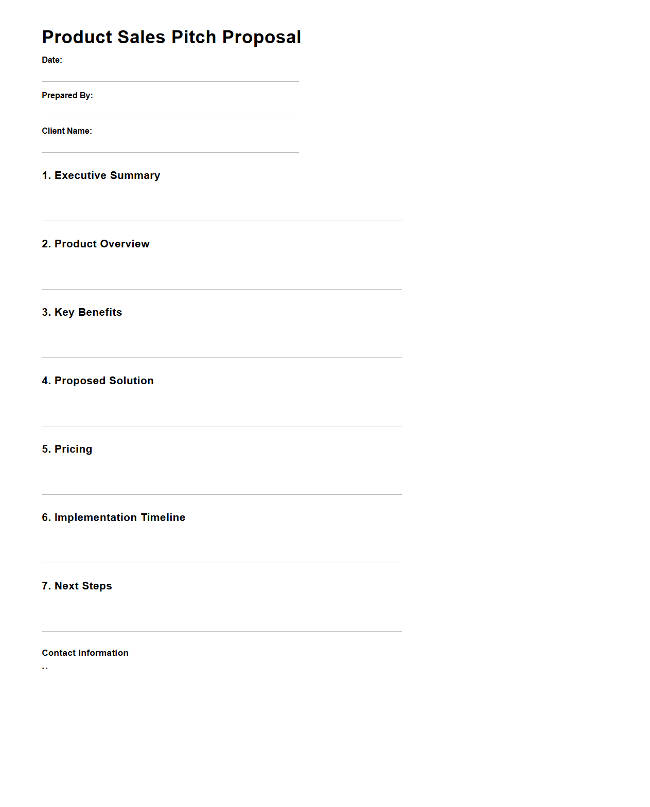 Blank Product Sales Pitch Proposal Template