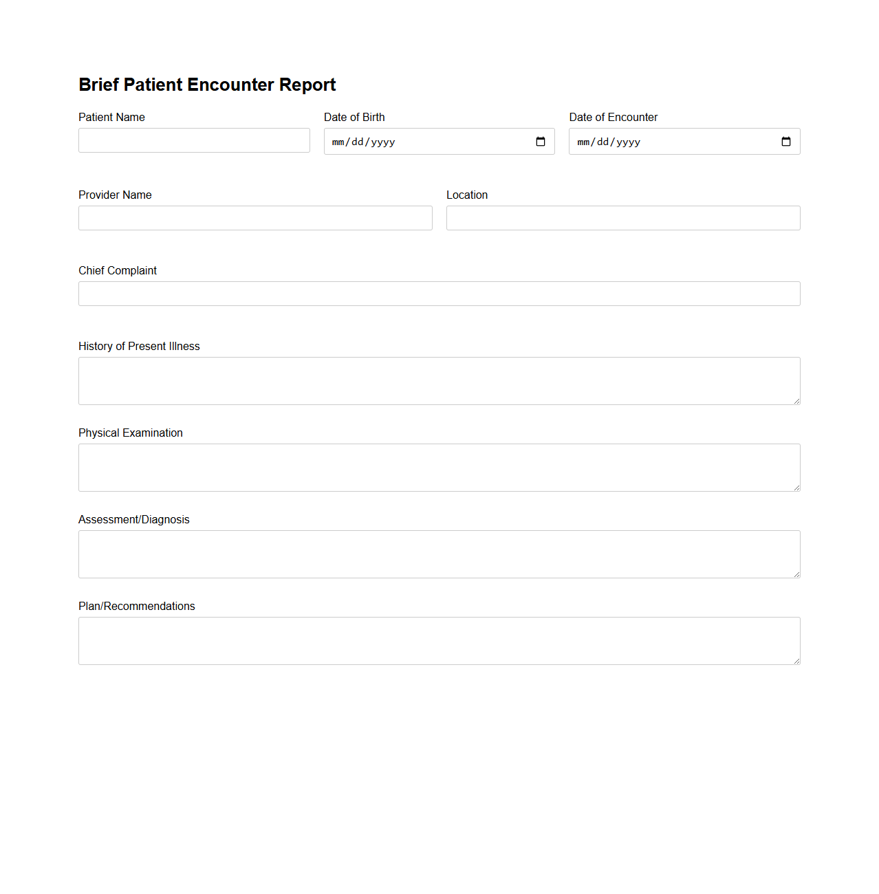 Brief Patient Encounter Report Format
