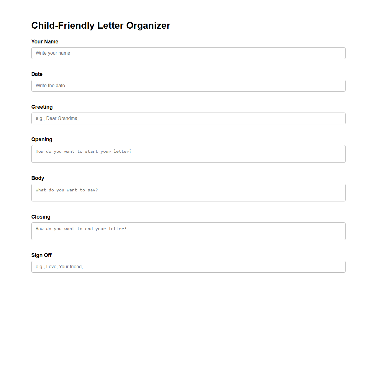 Child-Friendly Letter Organizer