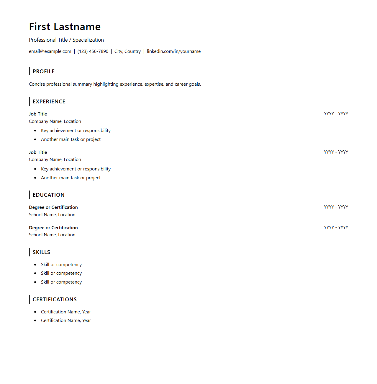 Clean Minimalist Resume Template for Professional Appeal