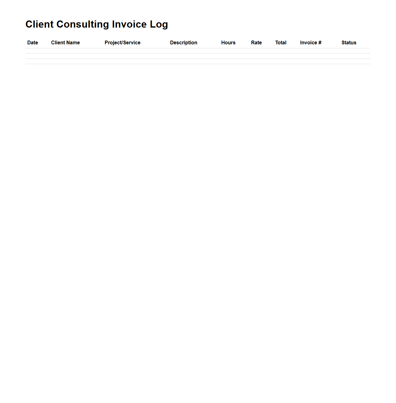 Client Consulting Invoice Log