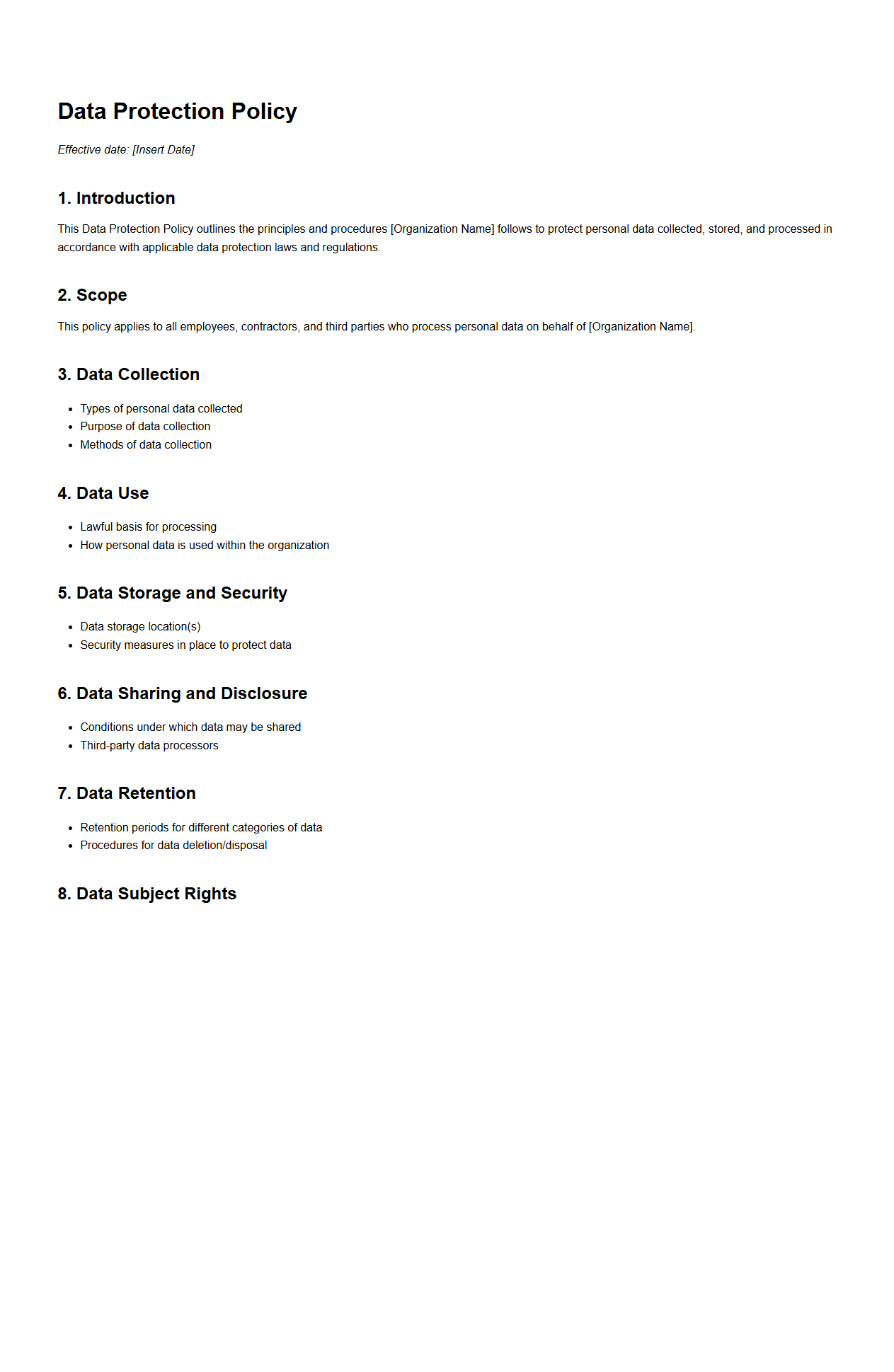 Data Protection Policy Skeleton
