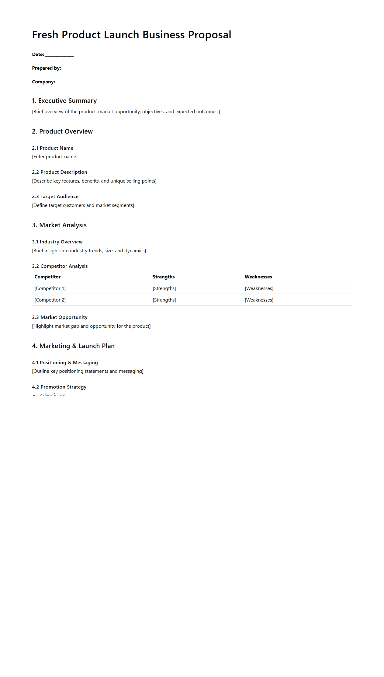 Fresh Product Launch Business Proposal Template