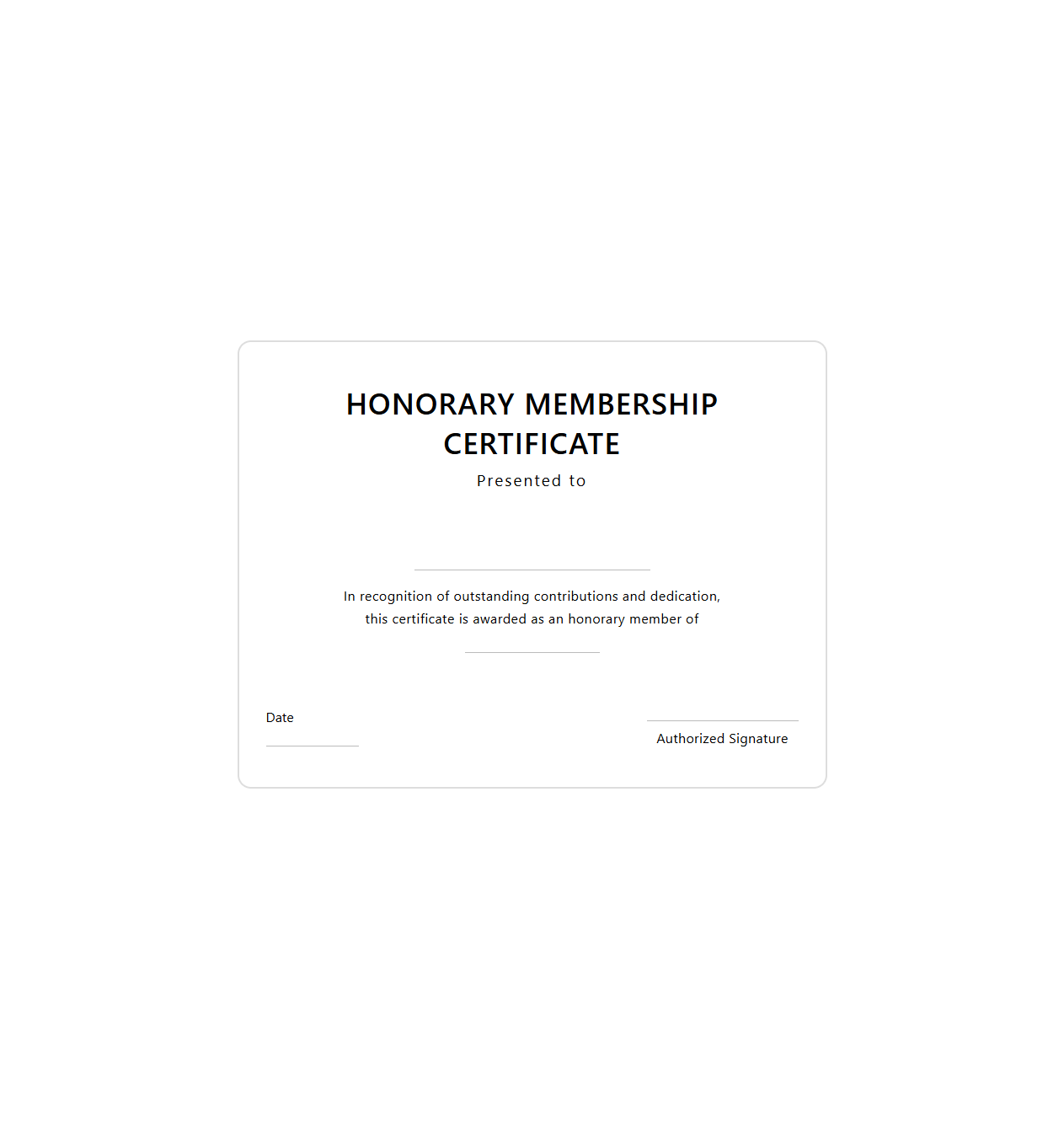 Honorary Membership Certificate Design