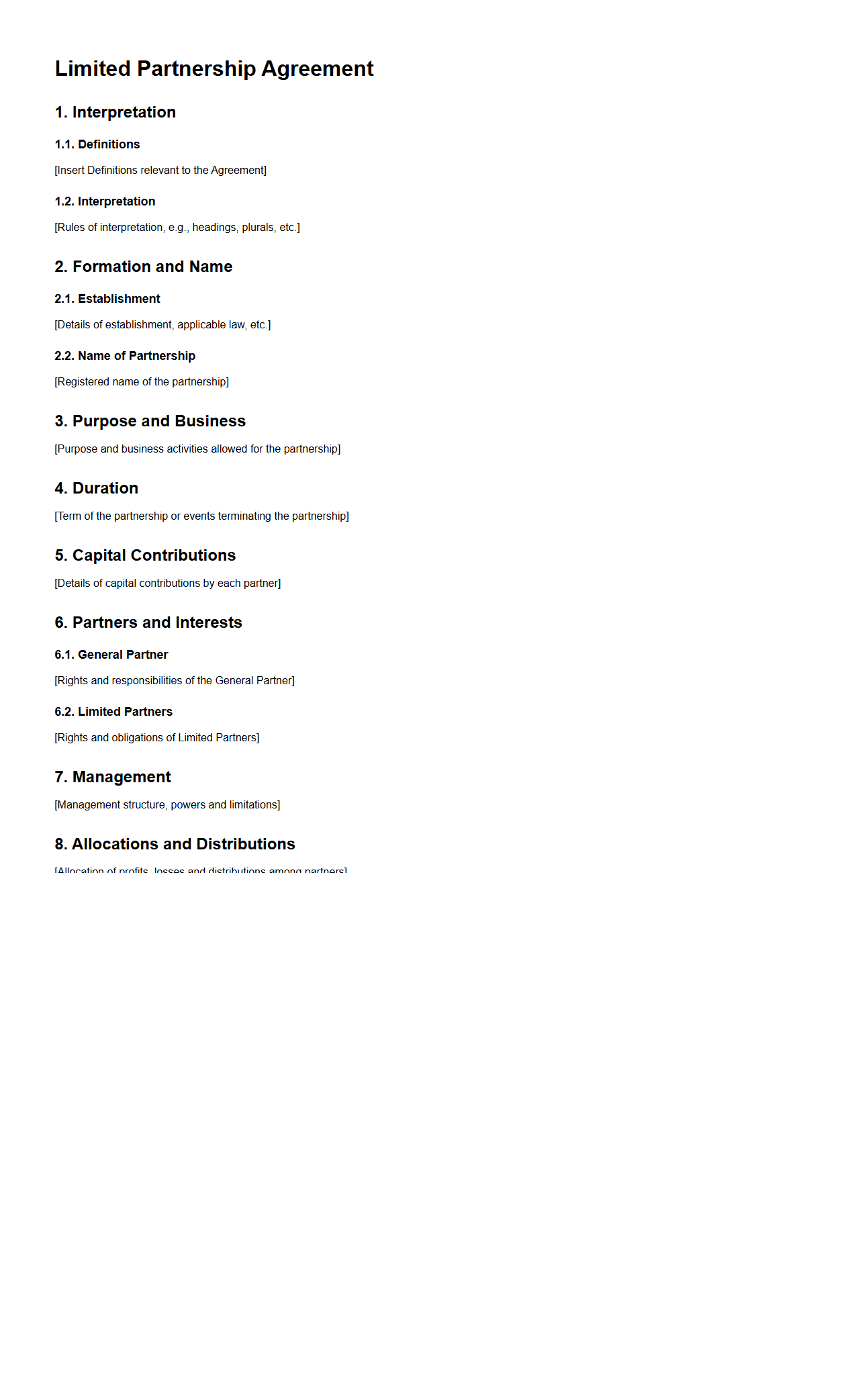 Limited Partnership Agreement Structure