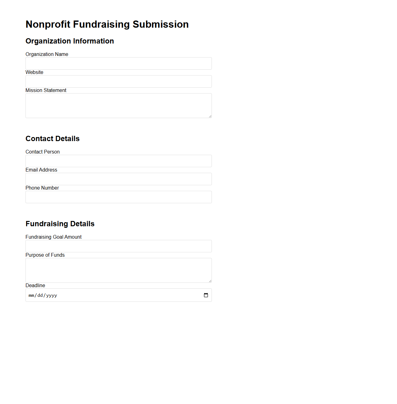 Minimalist Nonprofit Fundraising Submission Template