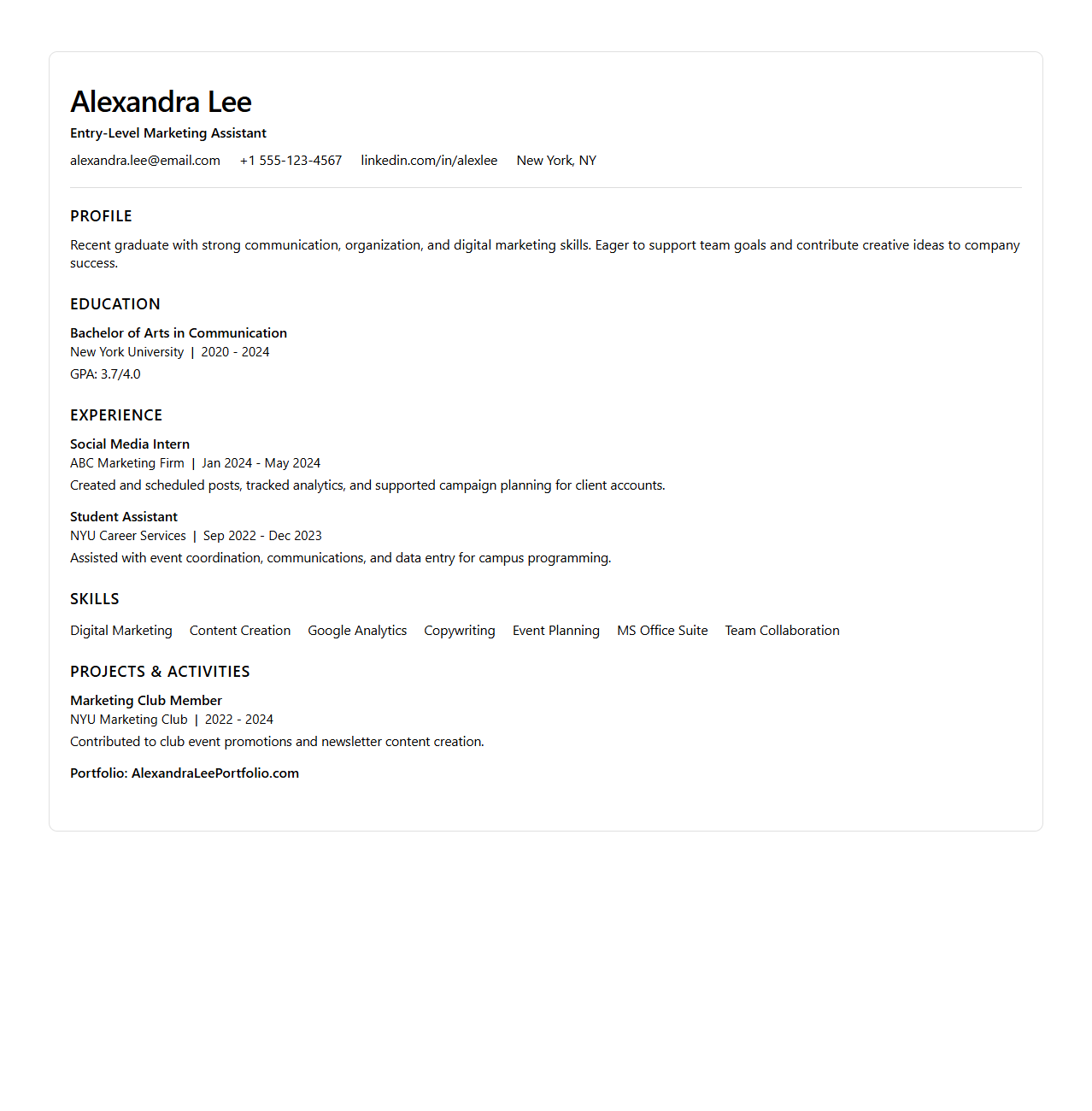 Modern Entry-Level Work Resume Design