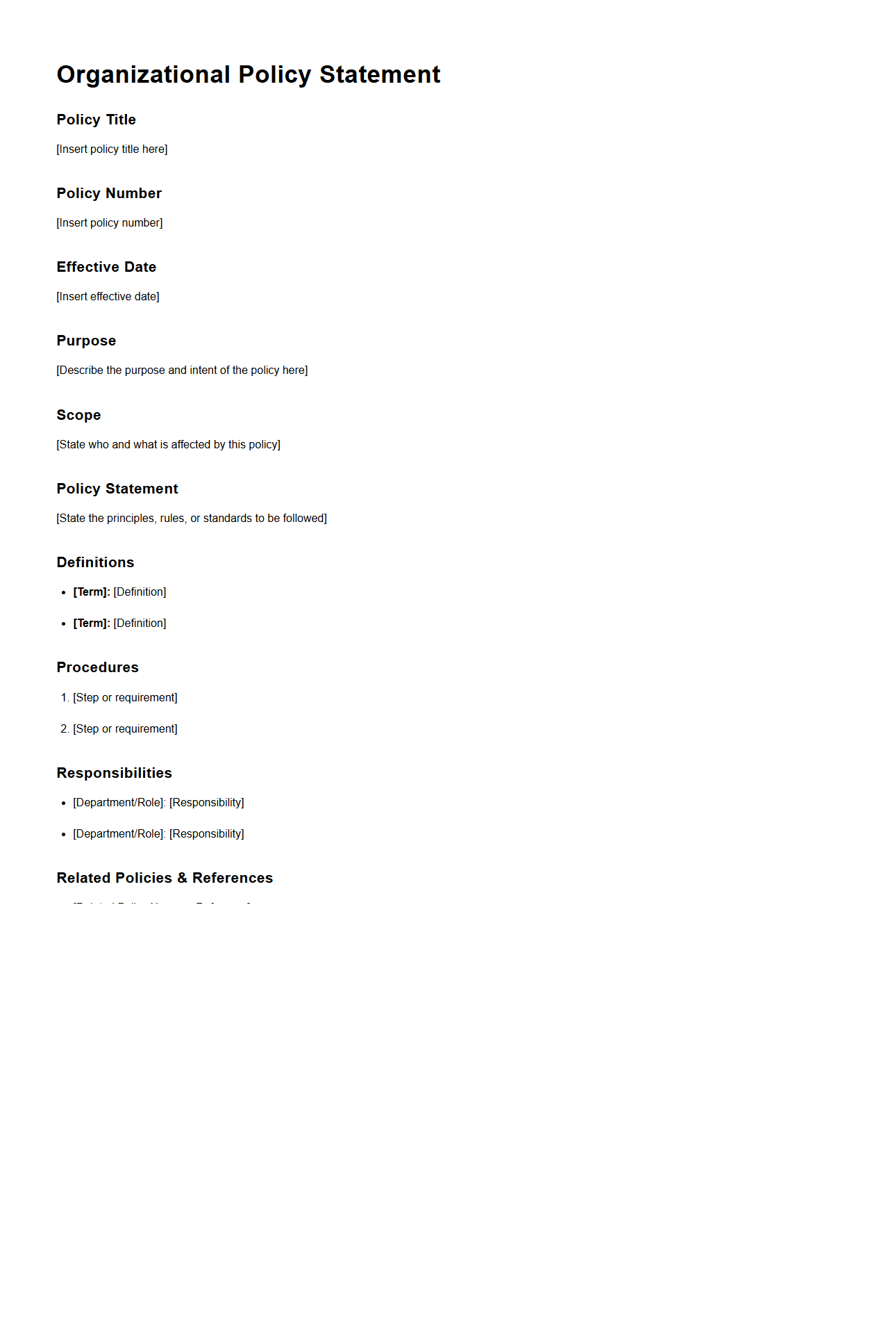 Organizational Policy Statement Layout