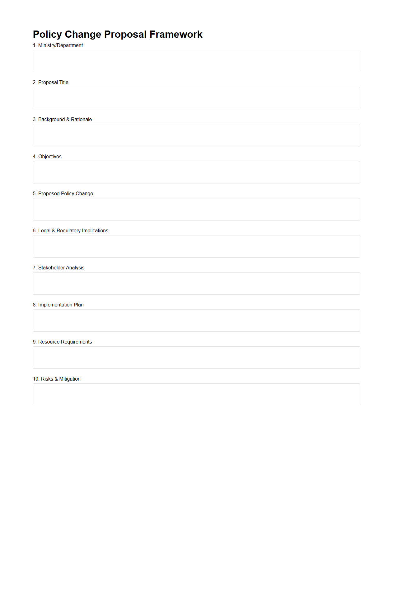 Policy Change Proposal Framework for Ministries