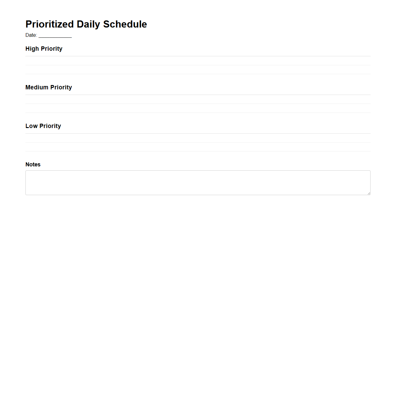 Prioritized Daily Schedule Layout