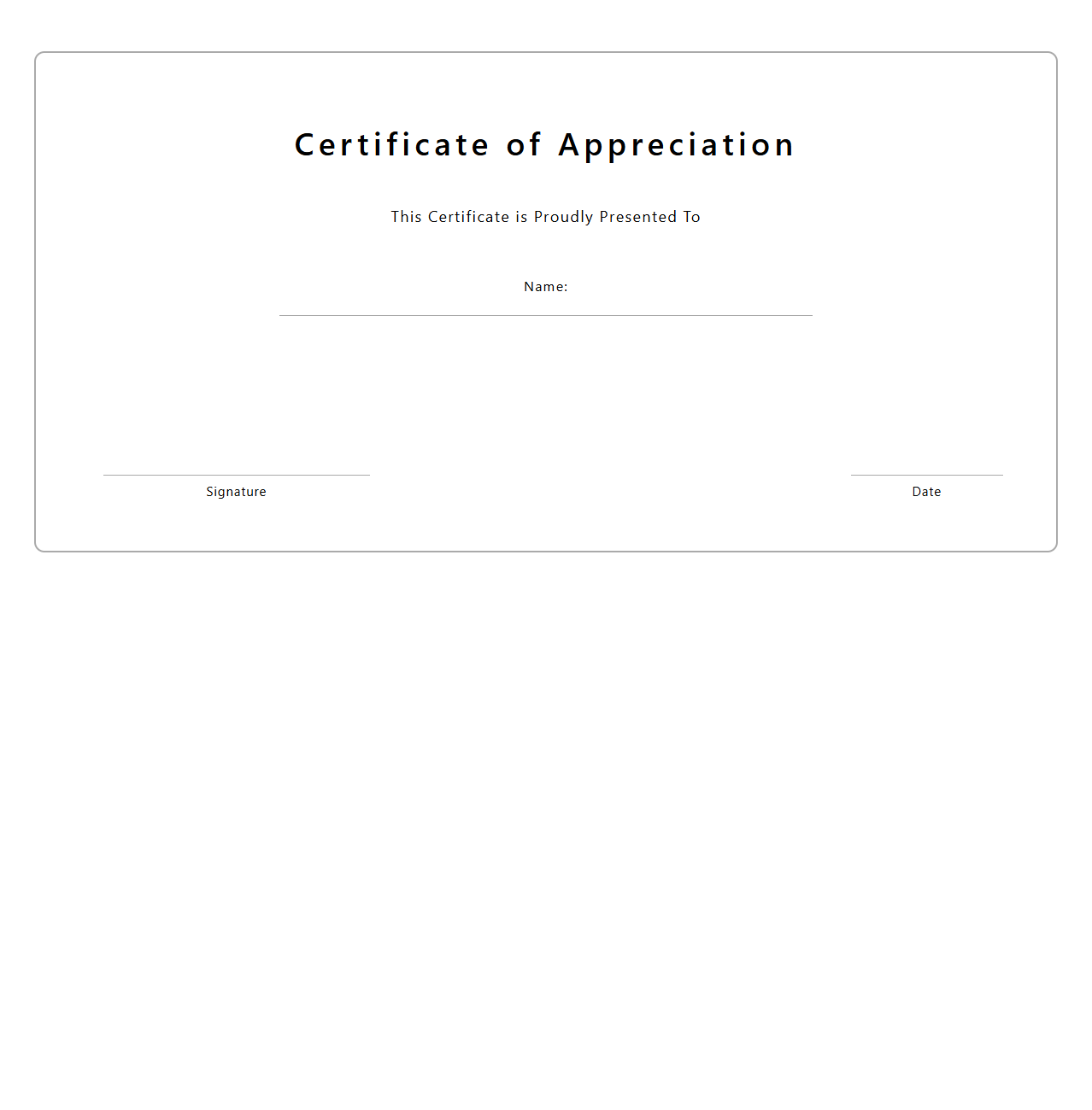 Professional Blank Merit Appreciation Certificate