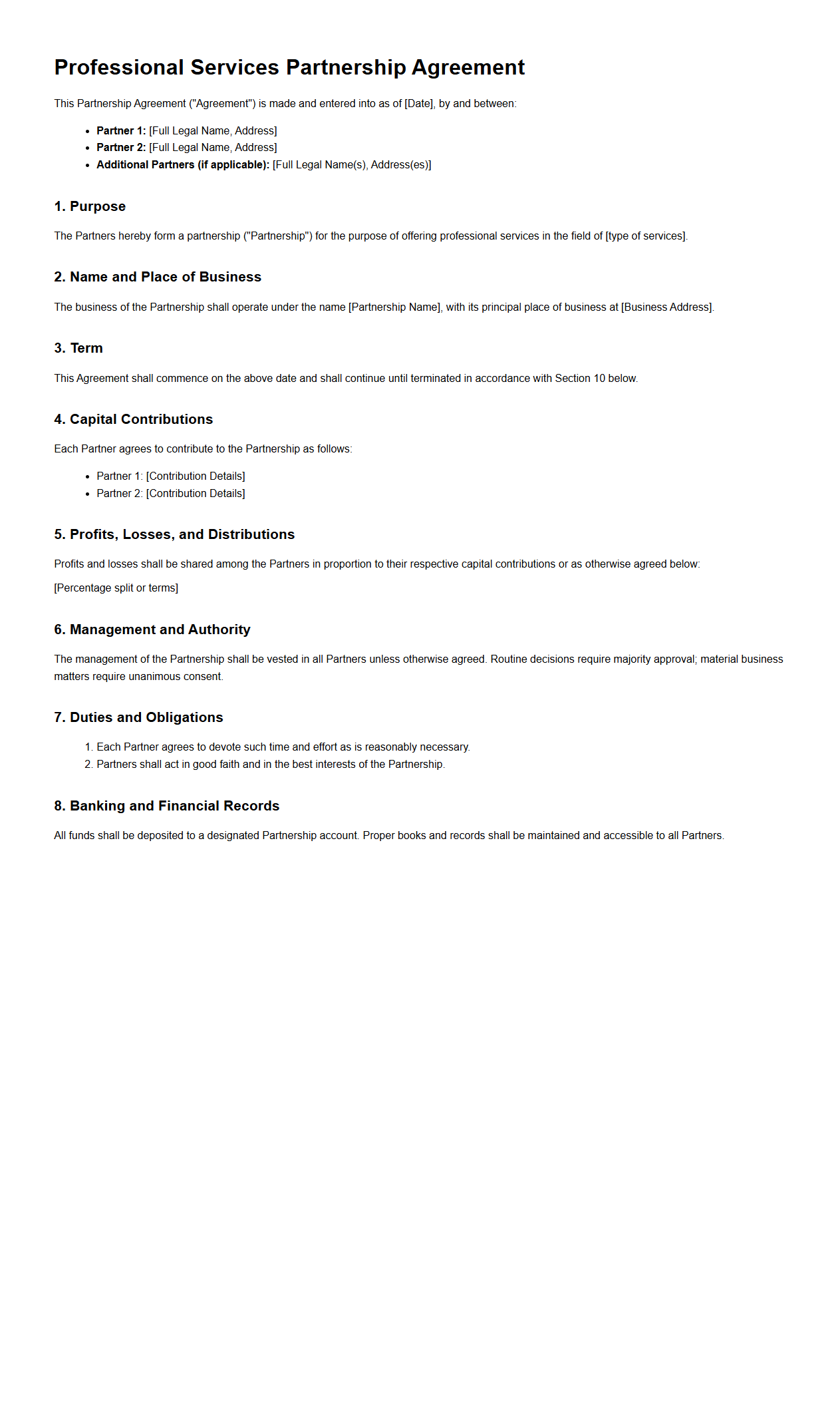 Professional Services Partnership Agreement Draft