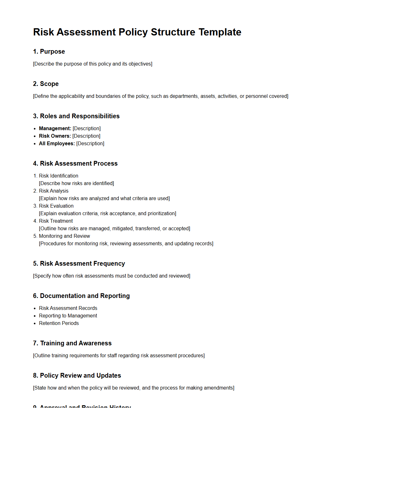 Risk Assessment Policy Structure Template
