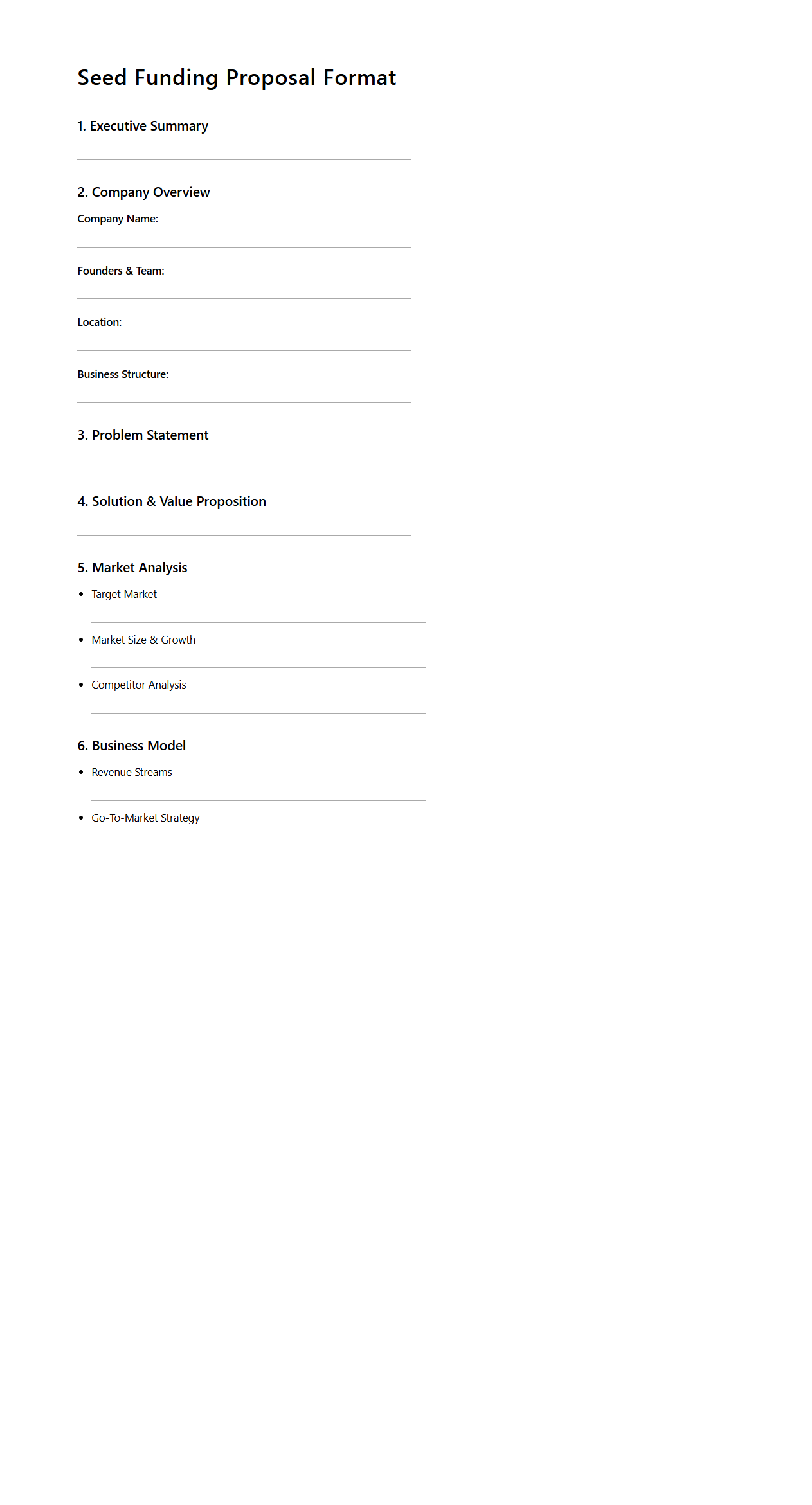 Seed Funding Proposal Format for New Ventures