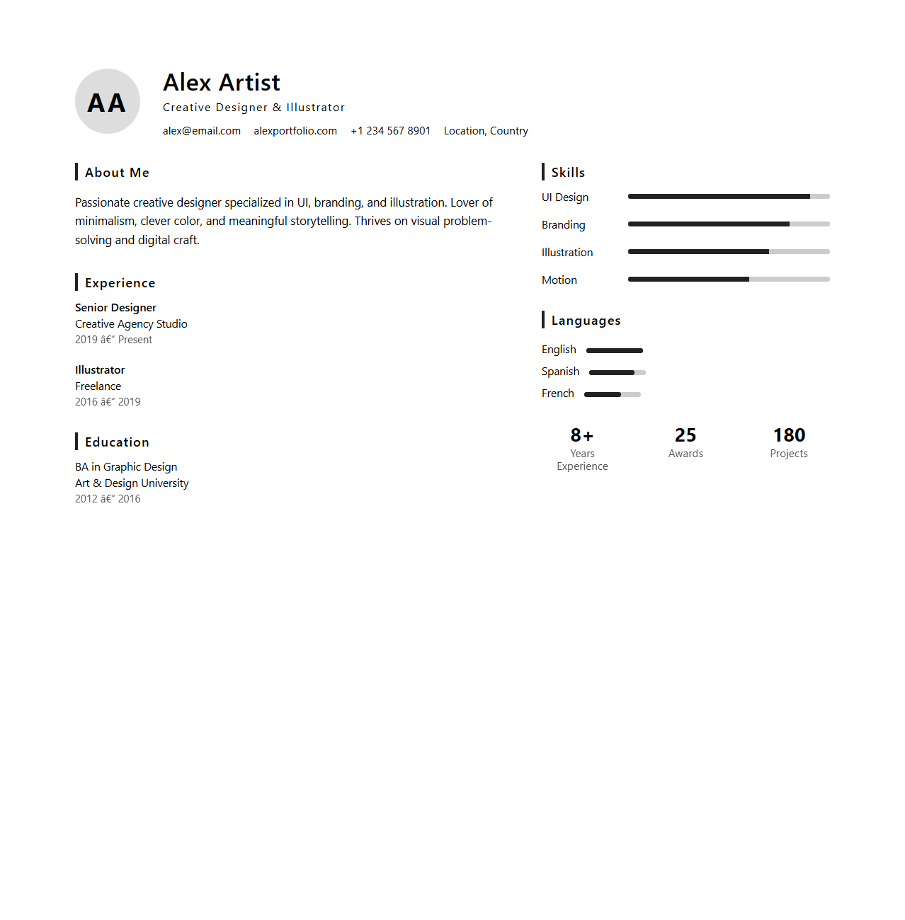 Stylish Infographic Resume Template for Creatives