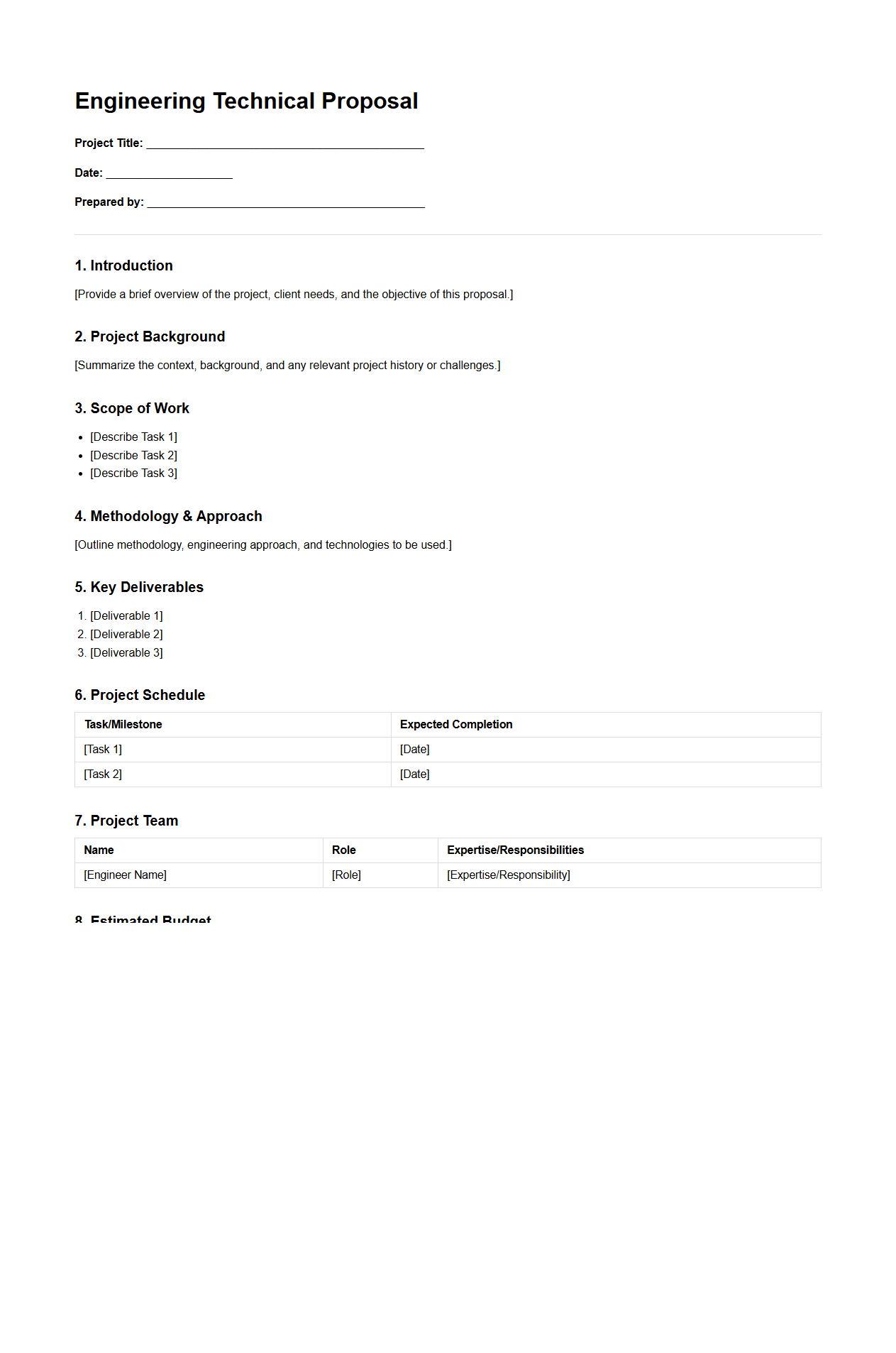 Template for Drafting Engineering Technical Proposals