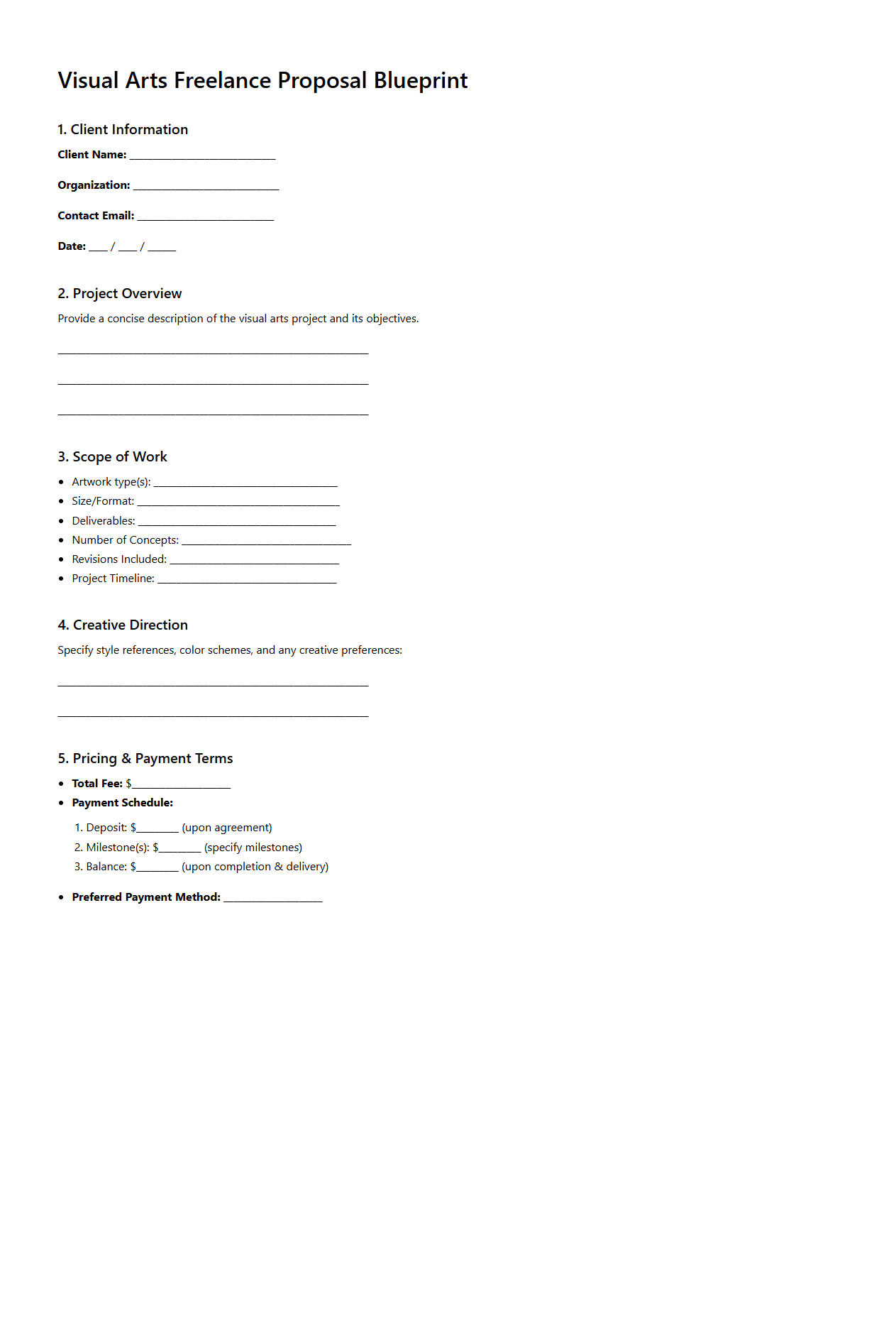 Visual Arts Freelance Proposal Blueprint