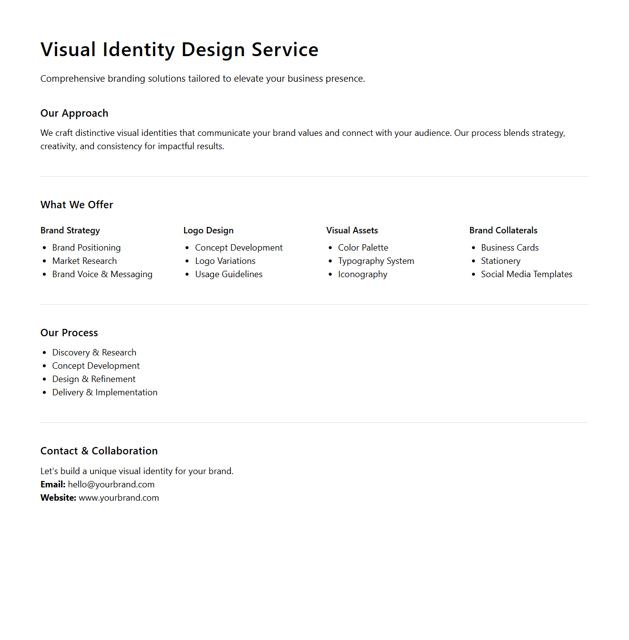 Visual Identity Design Service Presentation