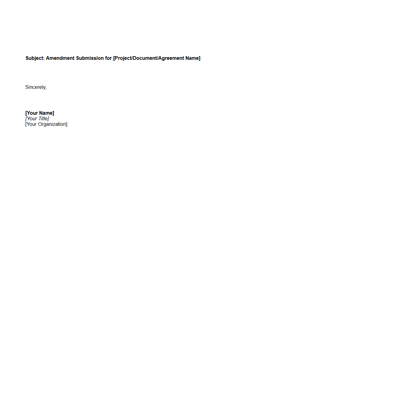 Amendment Submission Letter Layout