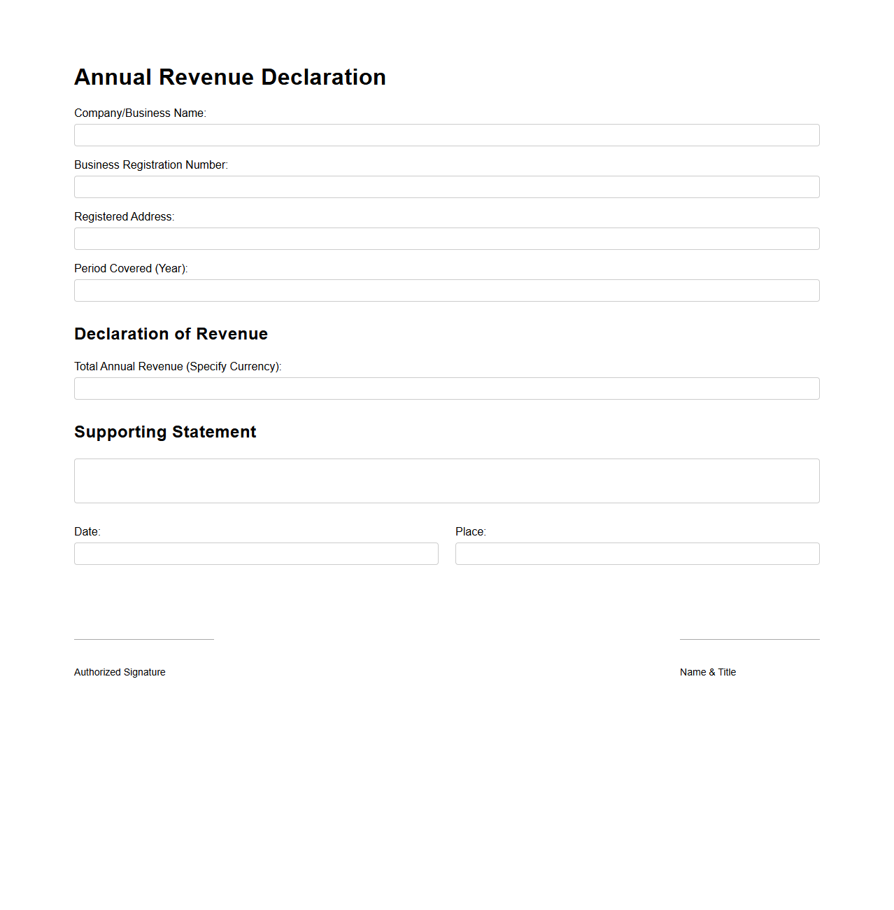 Annual Revenue Declaration Template