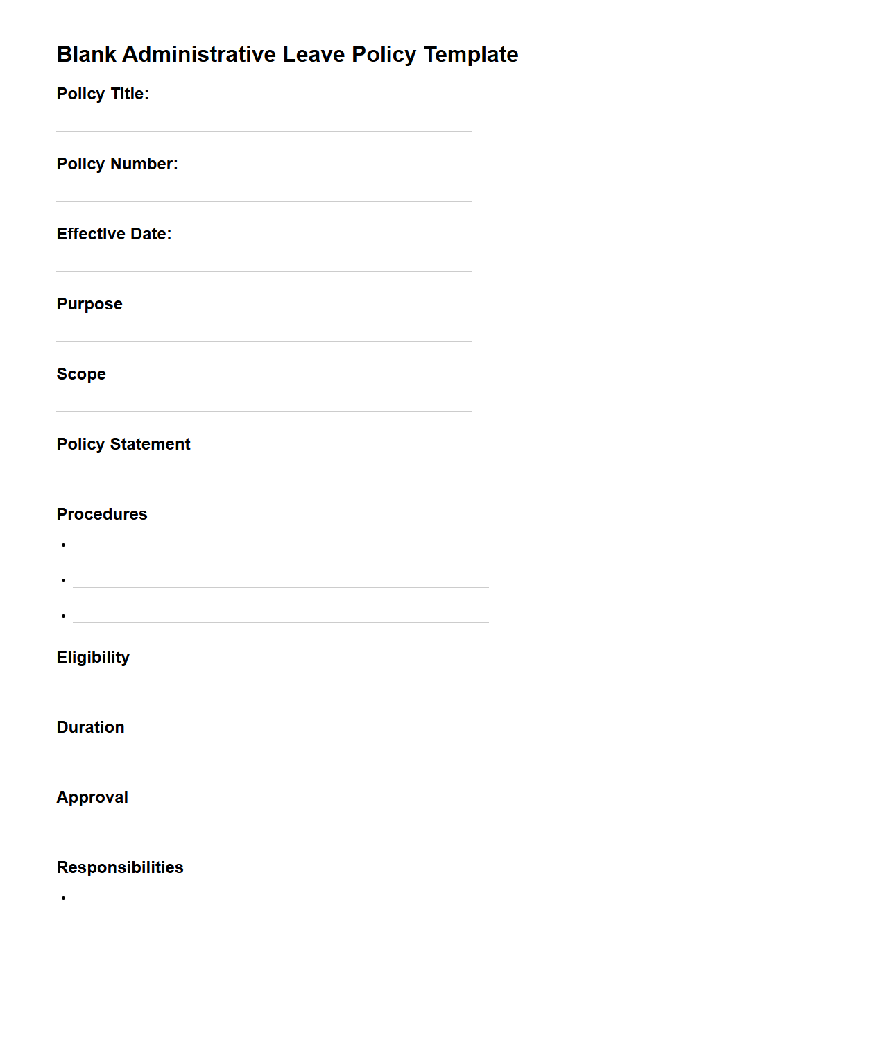 Blank Administrative Leave Policy Template