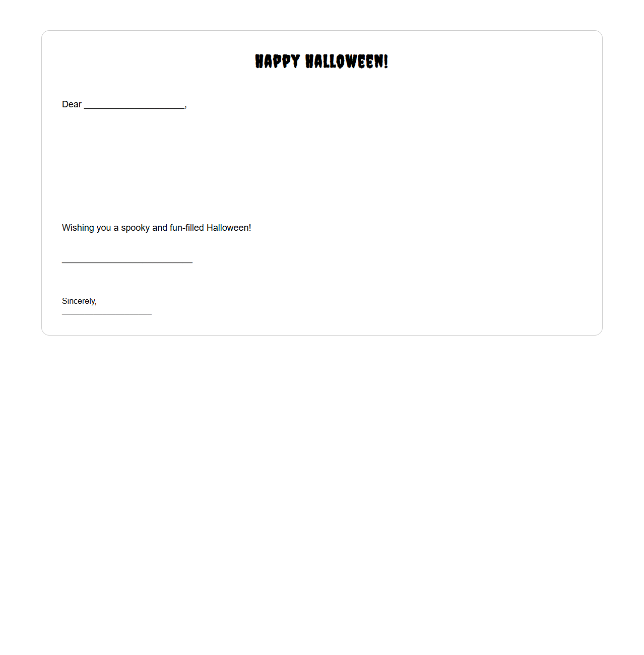 Blank Halloween Greeting Letter Template