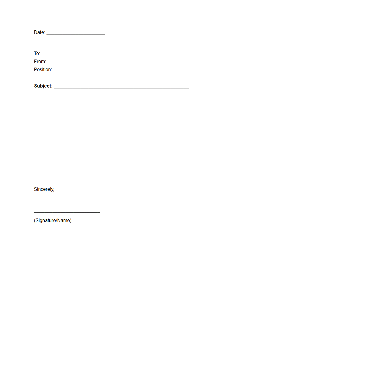 Blank Letter Design for Managerial Communication