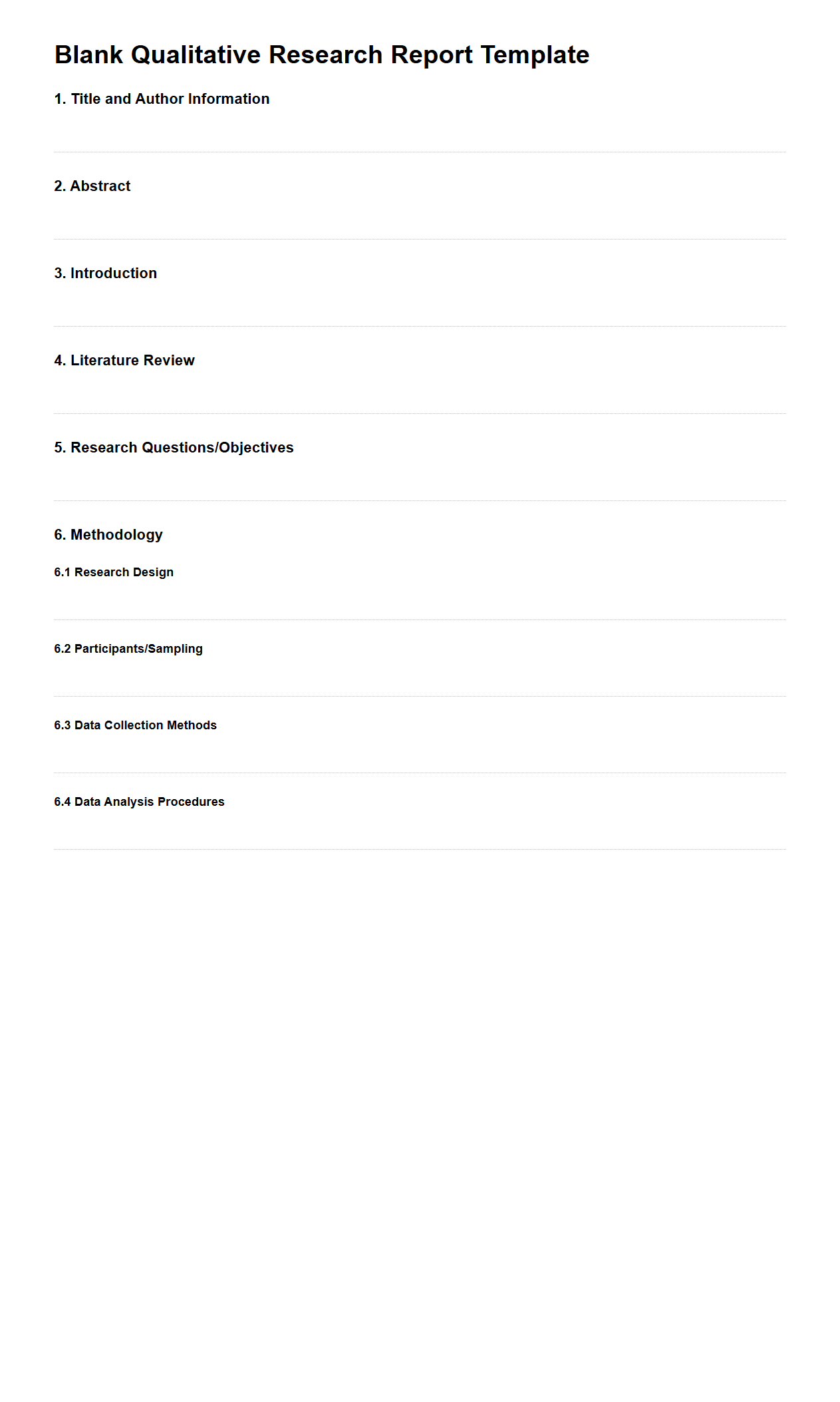 Blank Qualitative Research Report Template