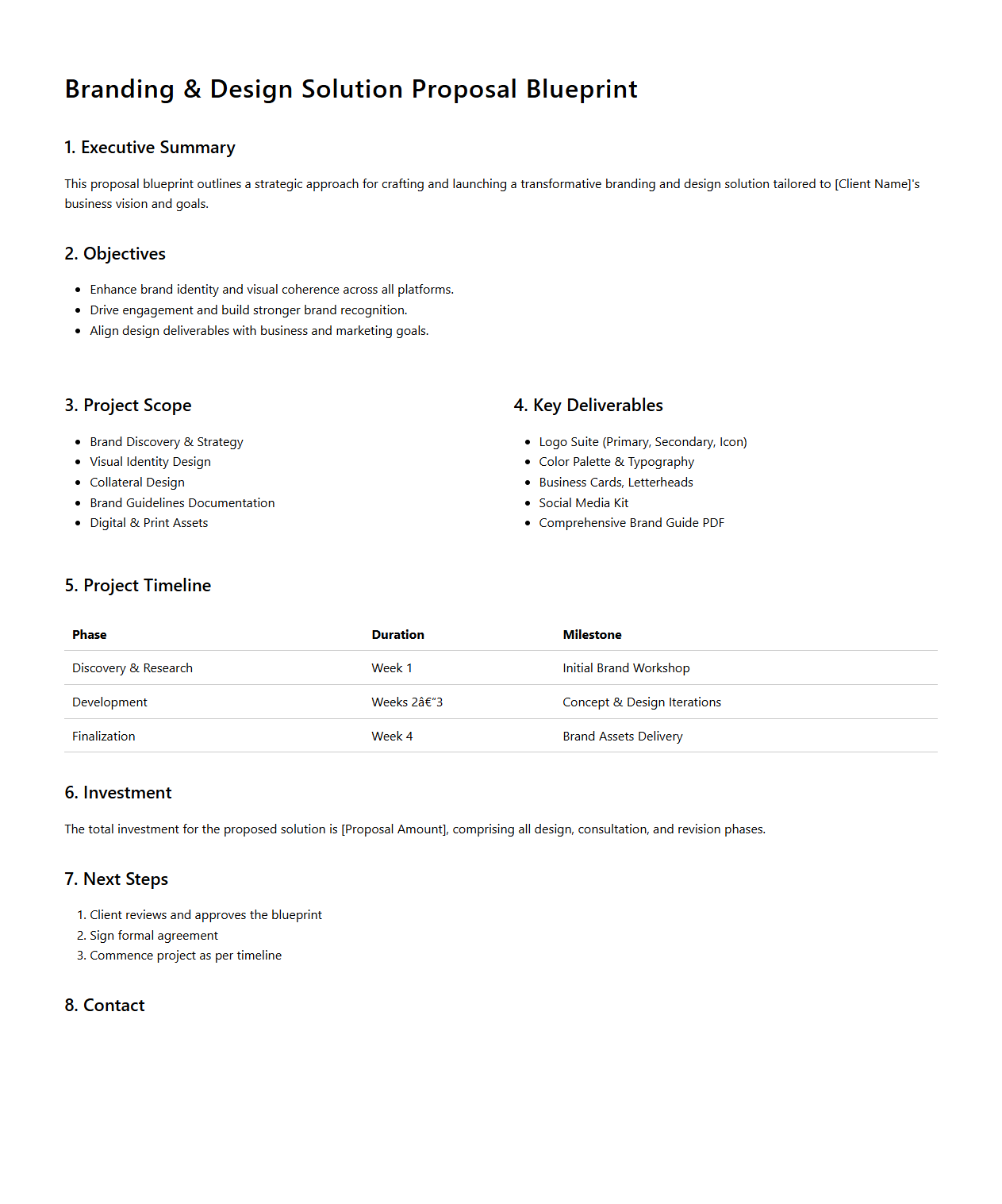 Branding and Design Solution Proposal Blueprint