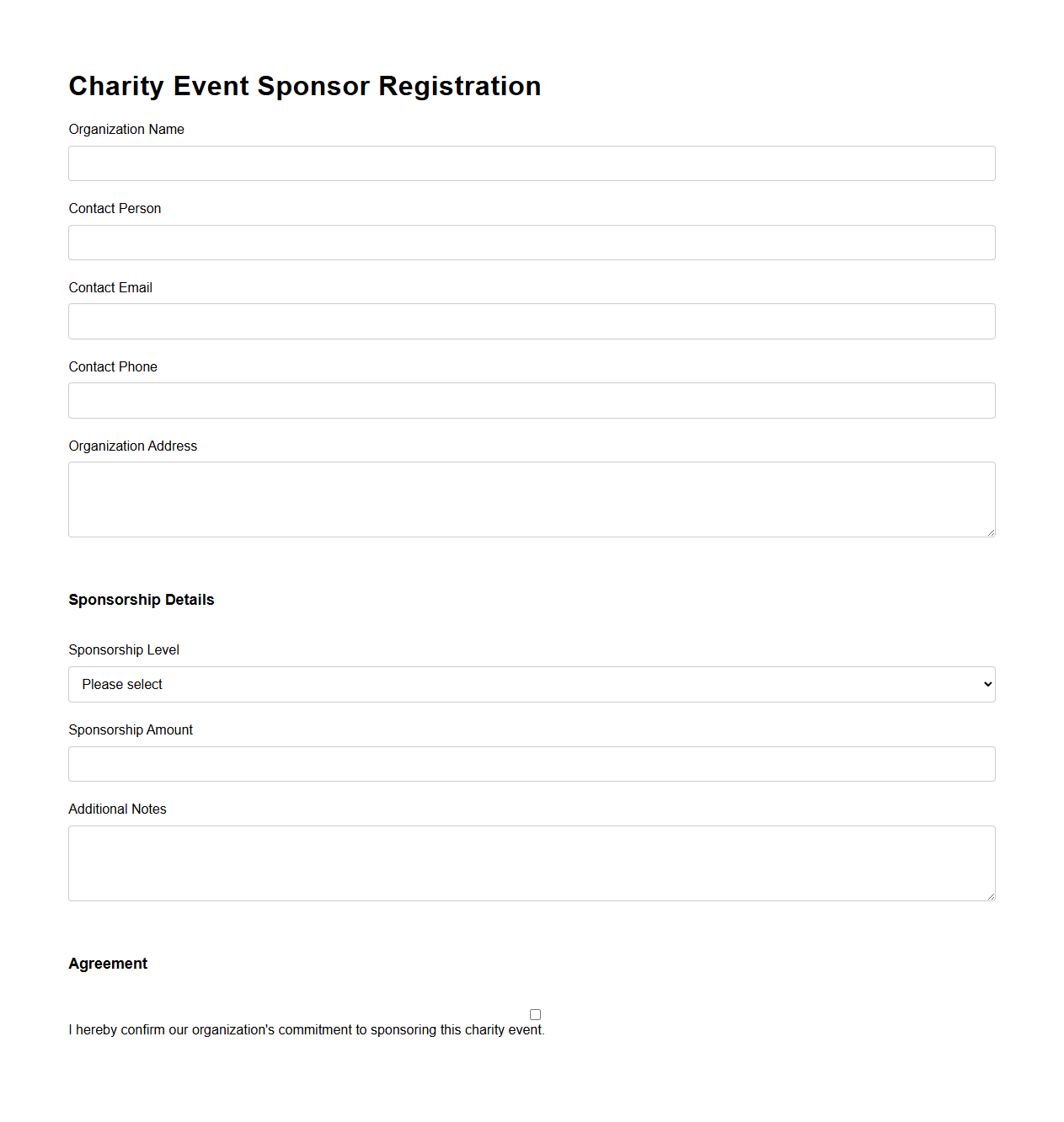 Charity Event Sponsor Registration Template