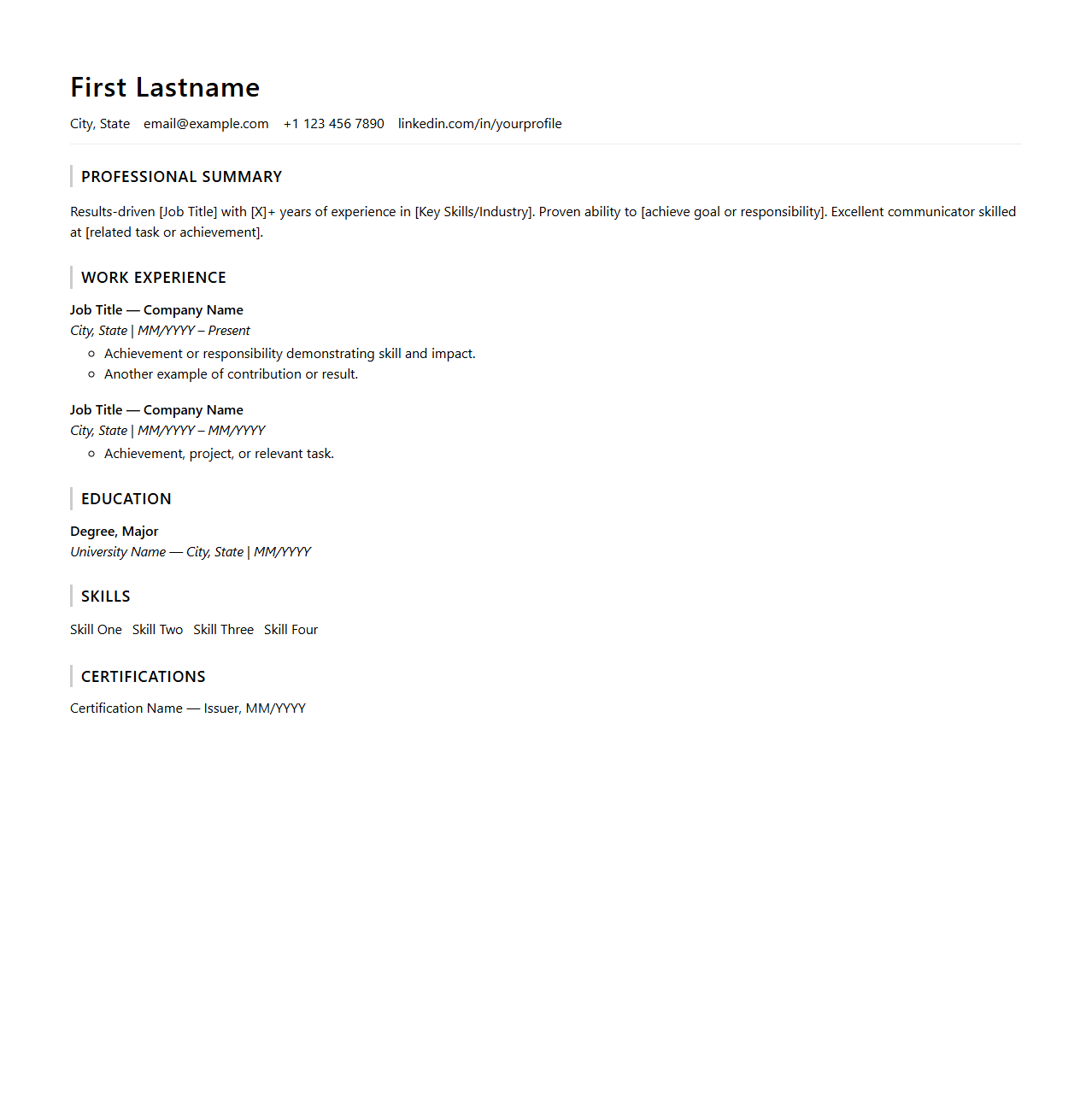 Clean ATS Resume Framework for Modern Jobs