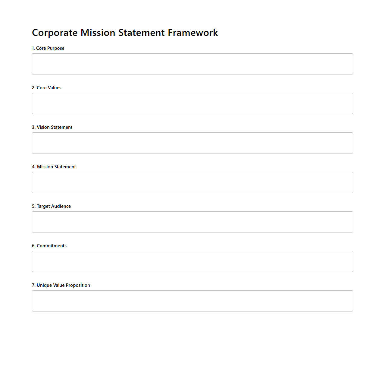 Corporate Mission Statement Framework