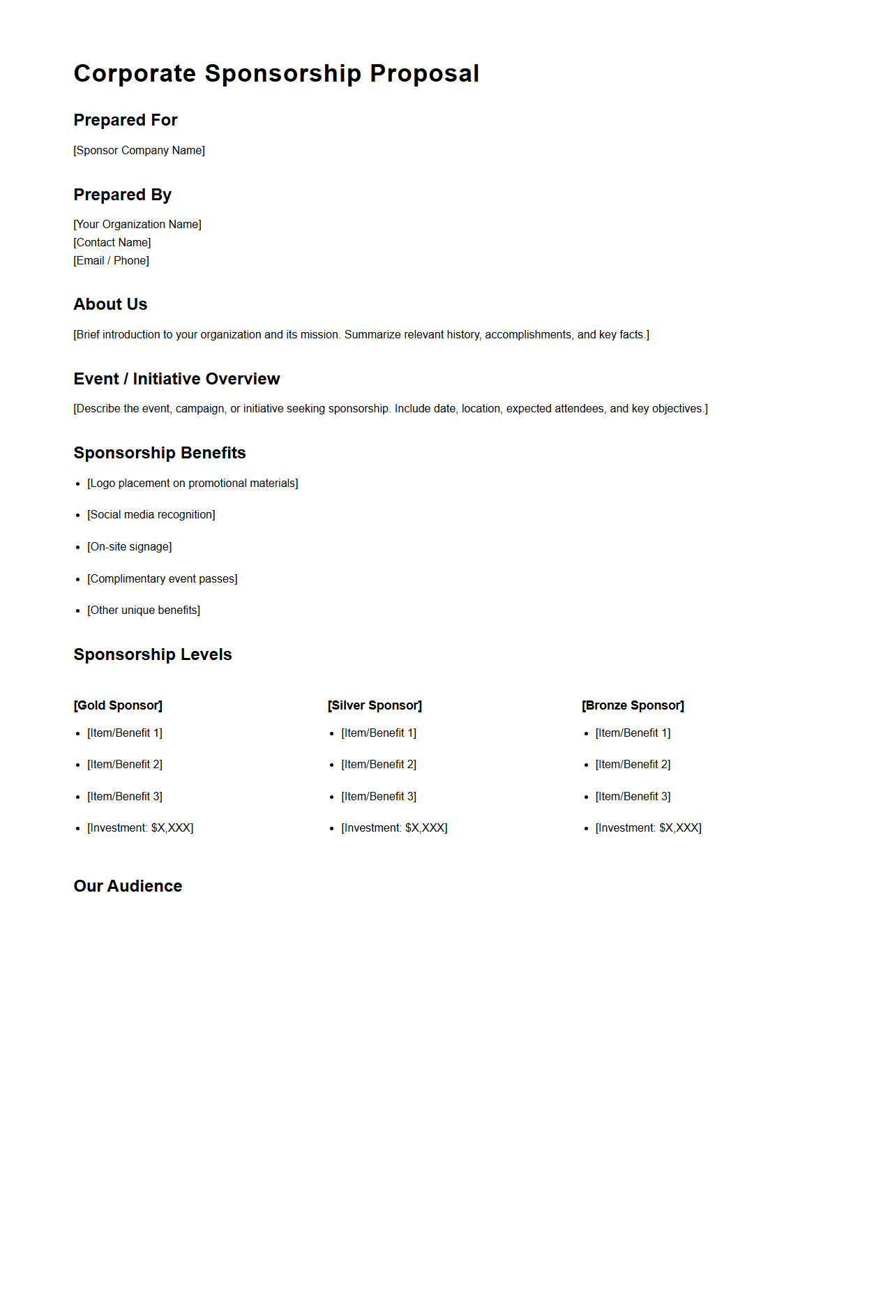 Corporate Sponsorship Proposal Template