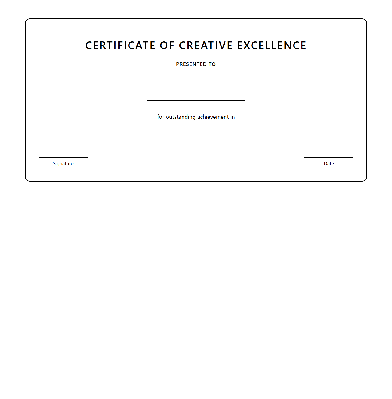 Creative Excellence Certificate Template