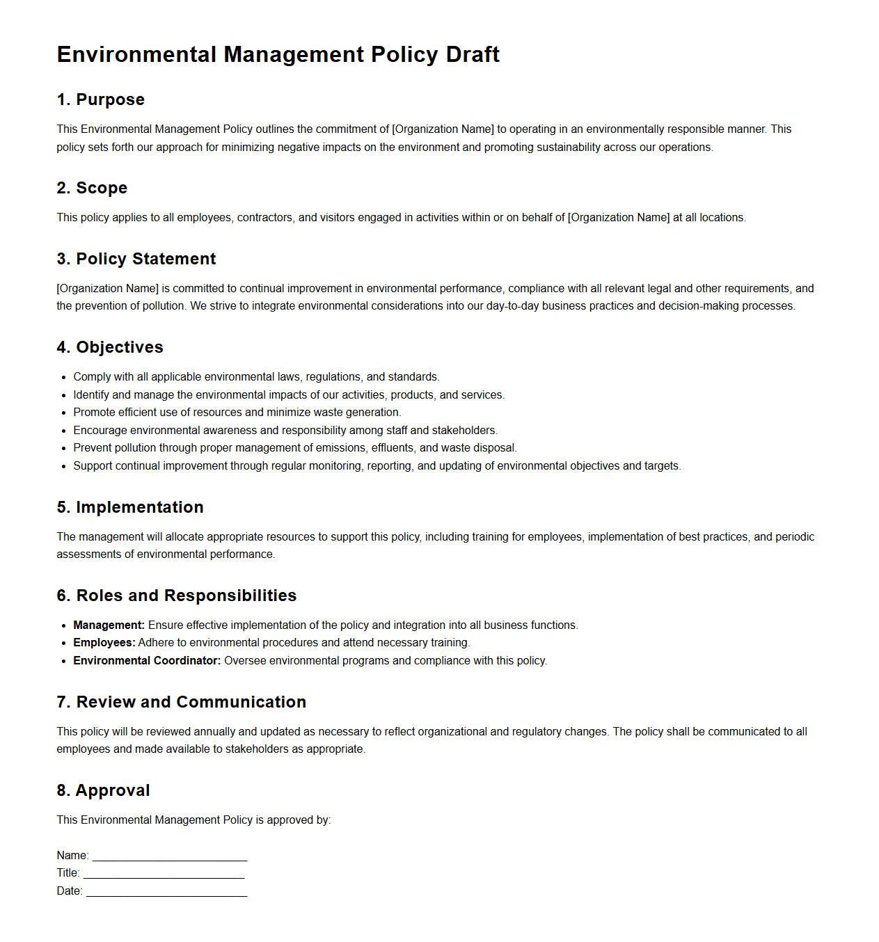 Environmental Management Policy Draft