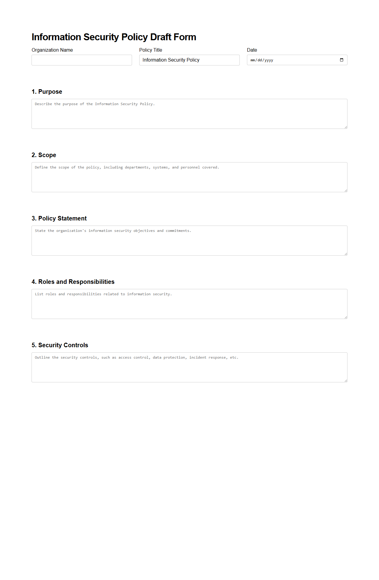 Information Security Policy Draft Form