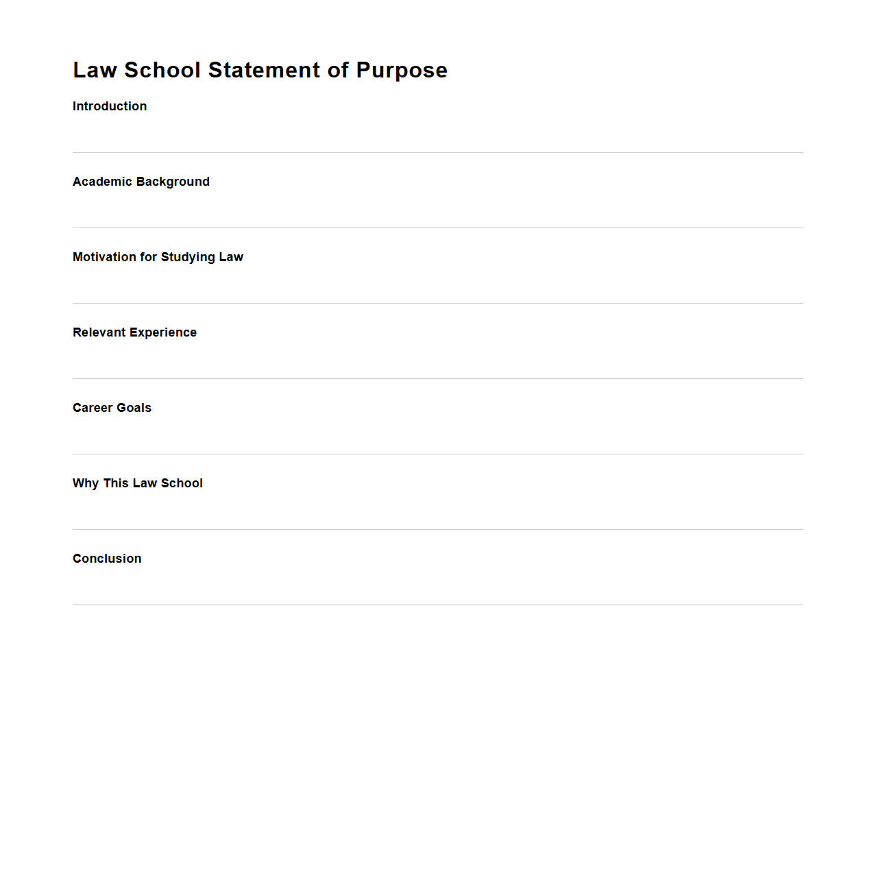 Law School Statement of Purpose Template
